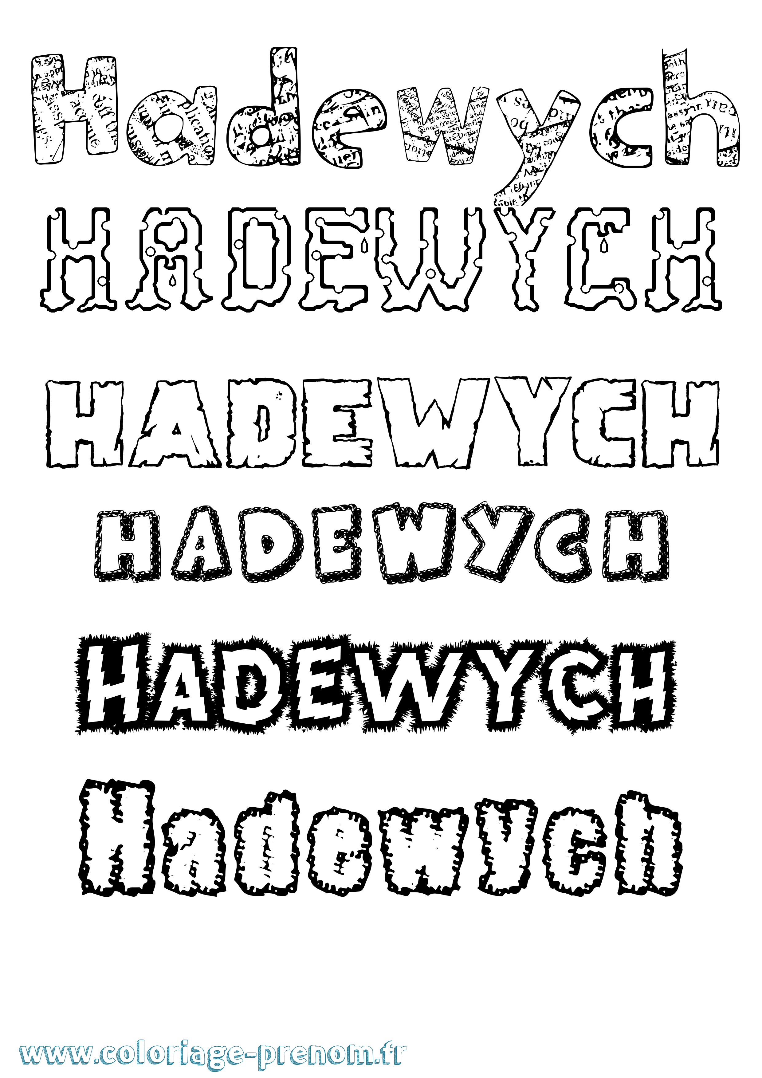 Coloriage Hadewych Destructuré Coloriage prénom Hadewych Destructuré