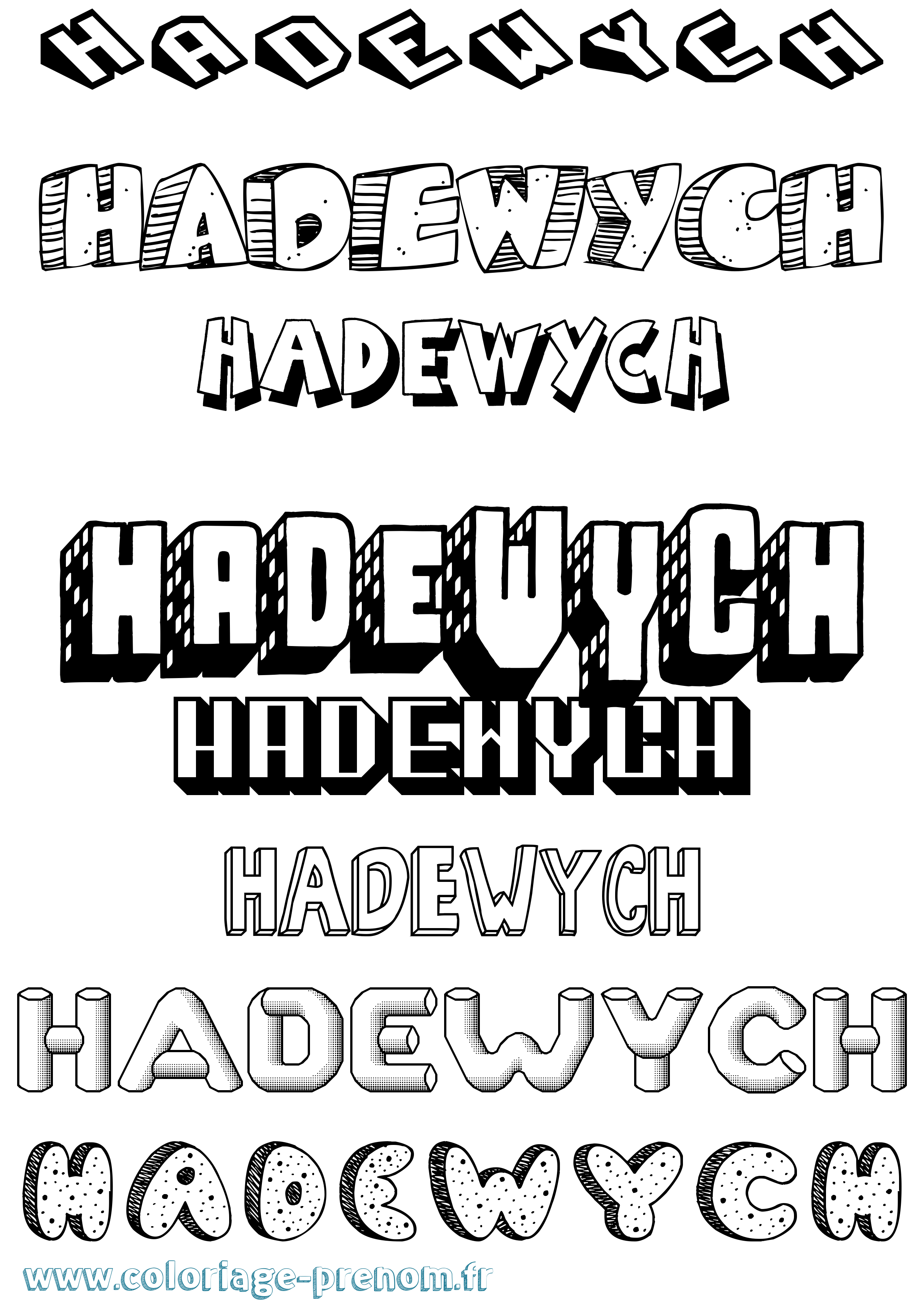 Coloriage Hadewych Effet 3D Coloriage prénom Hadewych Effet 3D