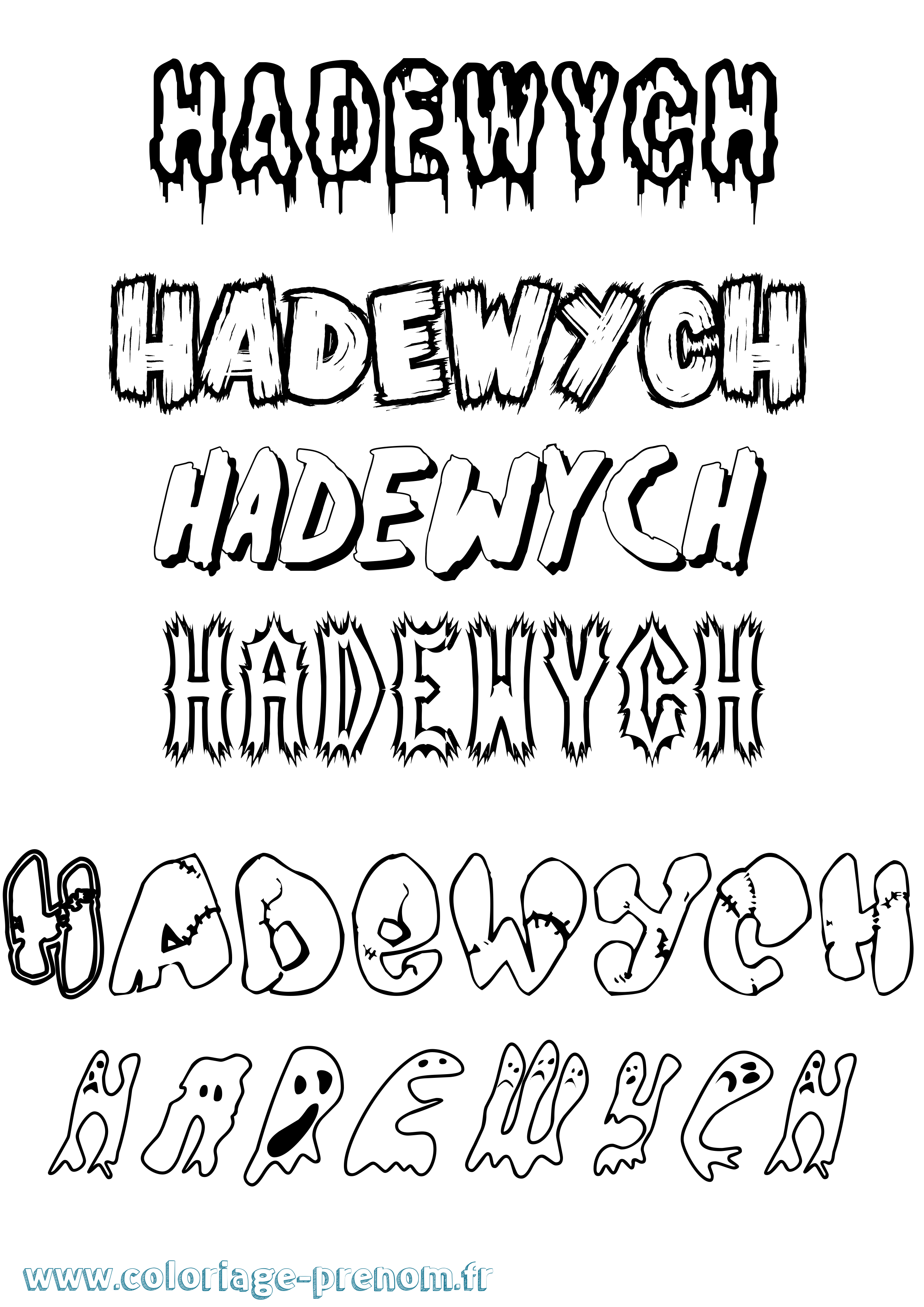 Coloriage Hadewych Frisson Coloriage prénom Hadewych Frisson