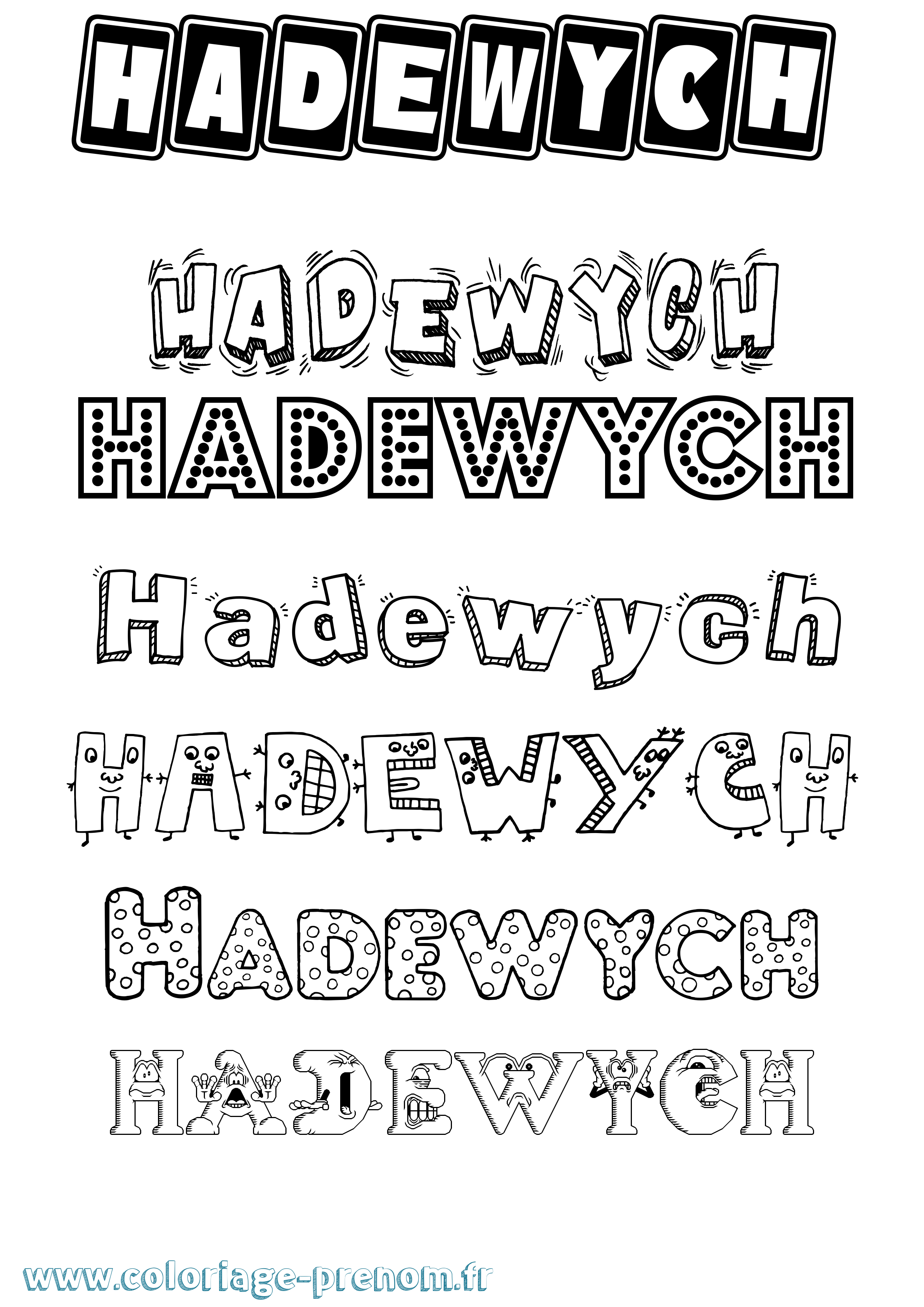 Coloriage Hadewych Fun Coloriage prénom Hadewych Fun