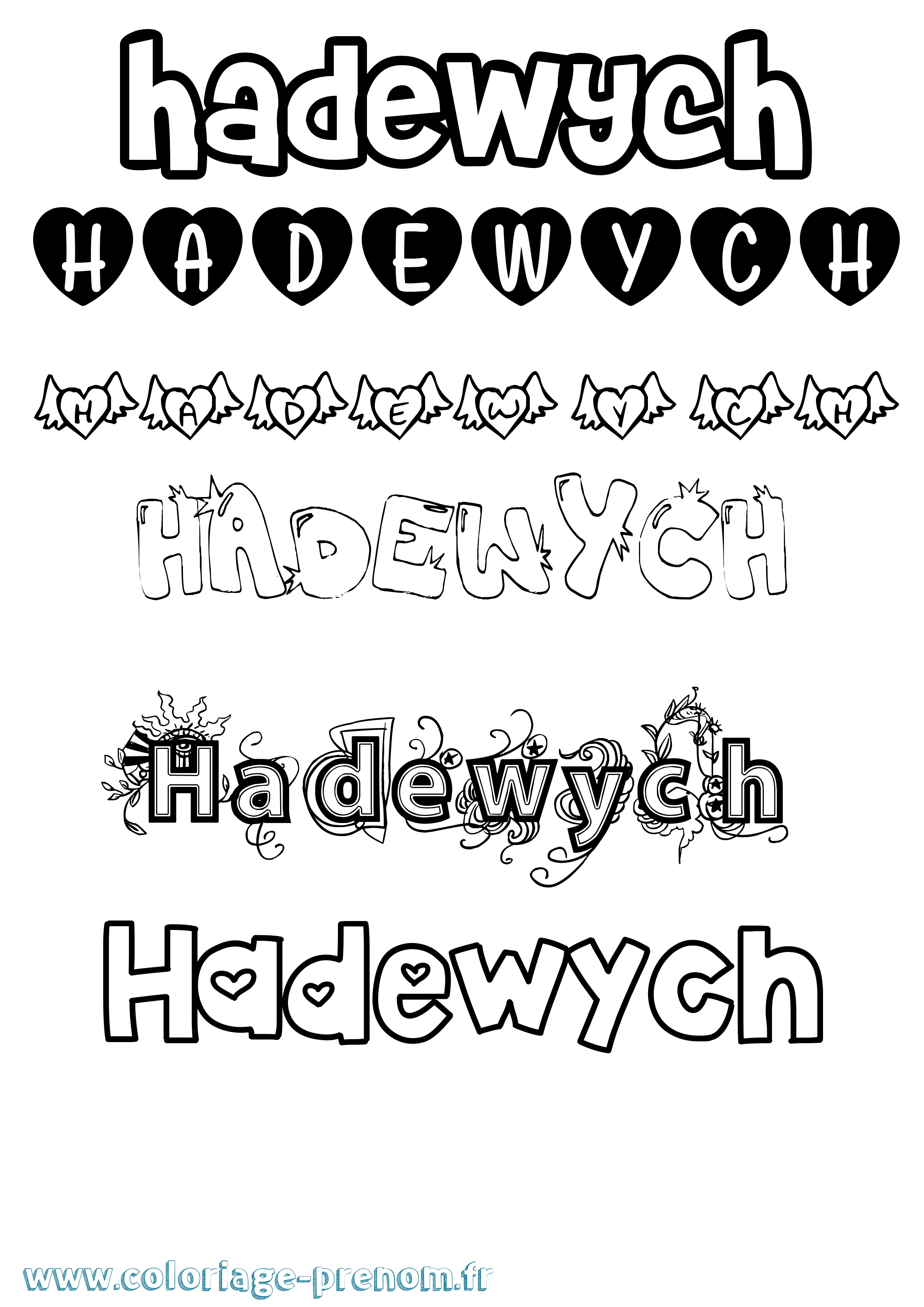 Coloriage Hadewych Girly Coloriage prénom Hadewych Girly