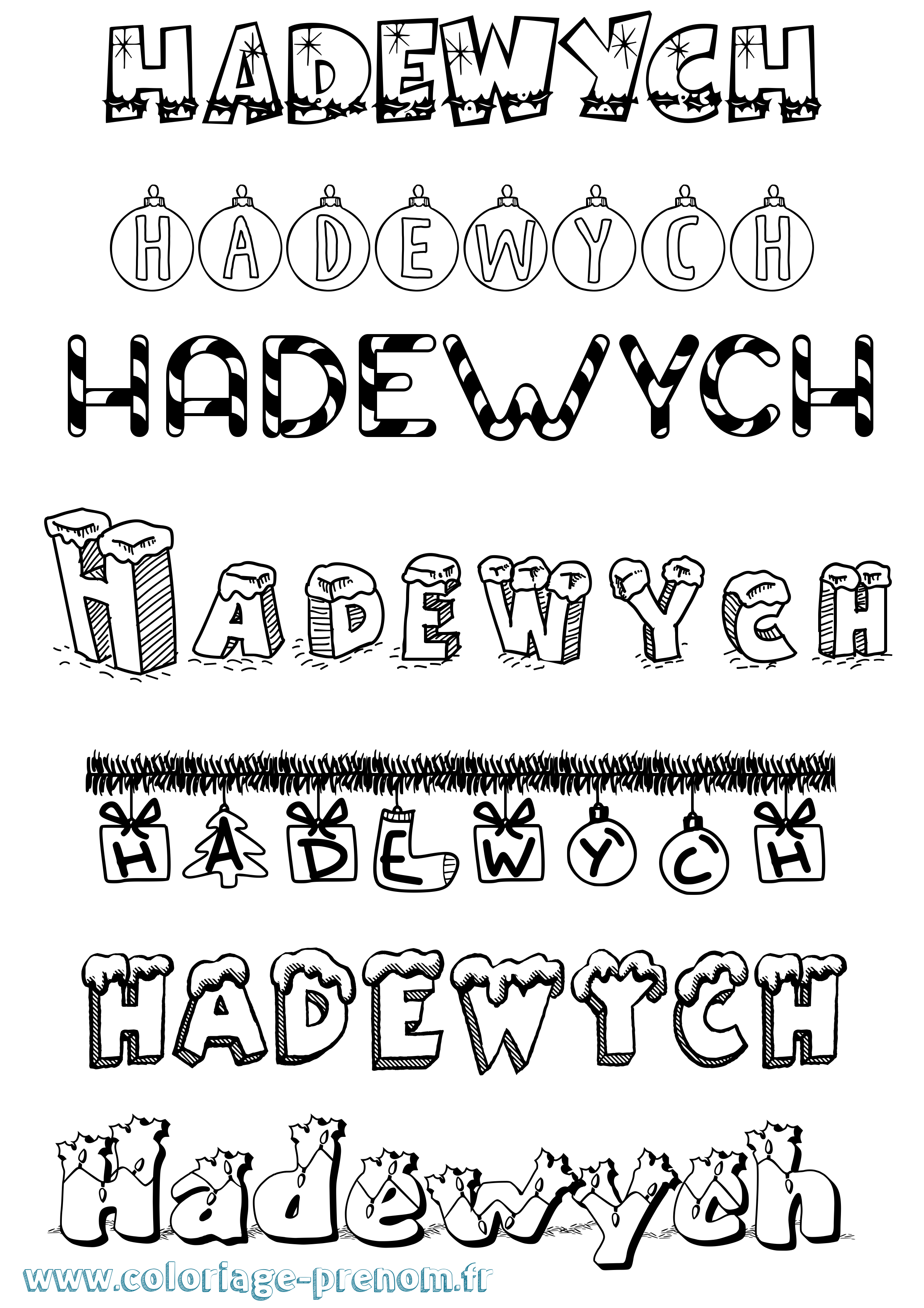 Coloriage Hadewych Noël Coloriage prénom Hadewych Noël