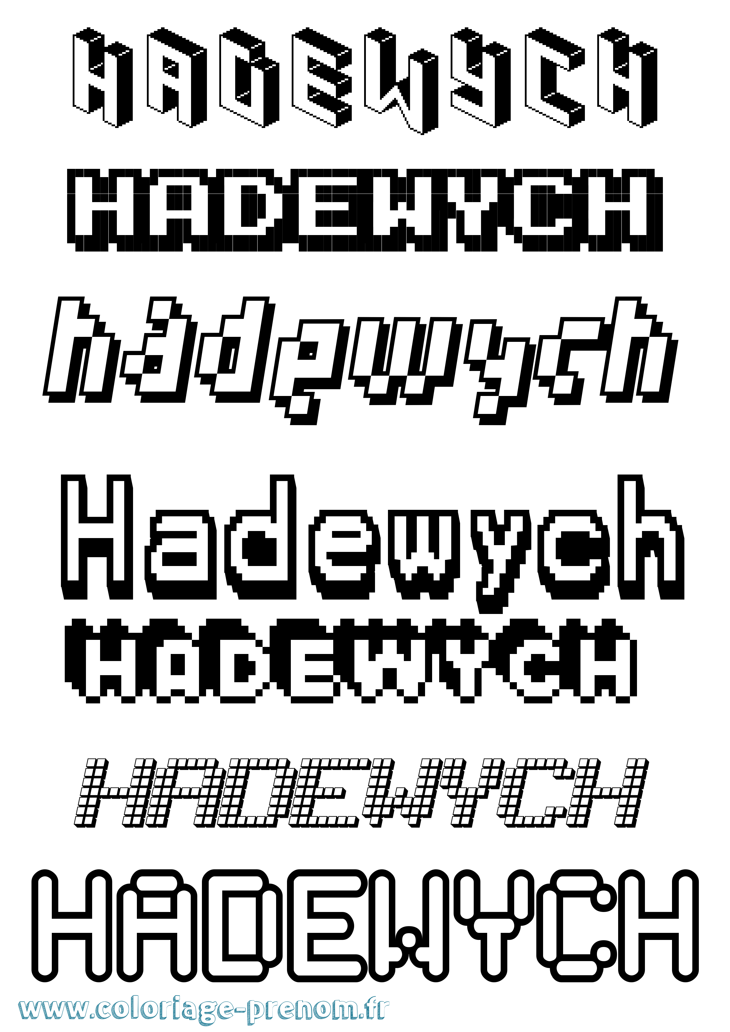 Coloriage Hadewych Pixel Coloriage prénom Hadewych Pixel