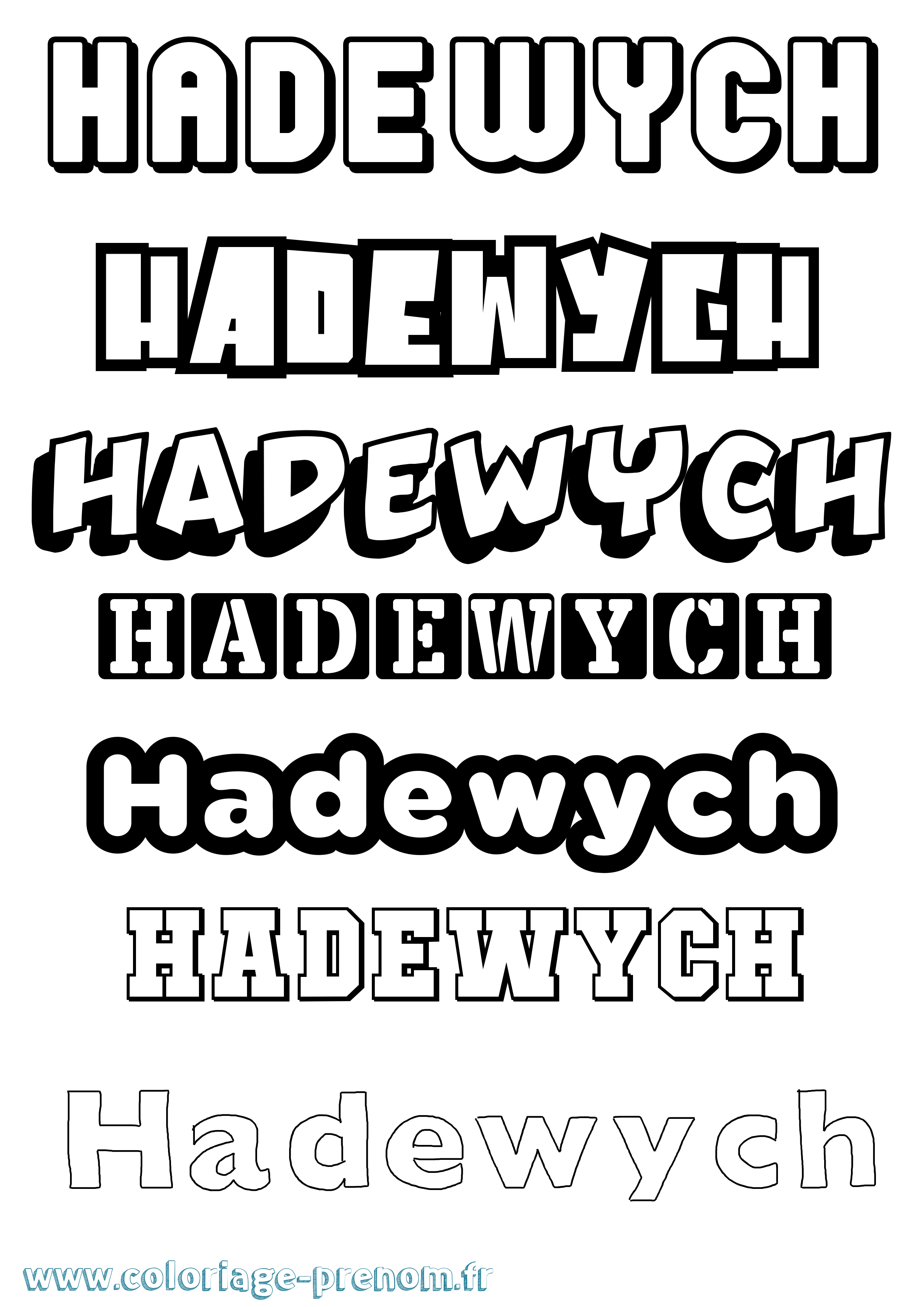 Coloriage Hadewych Simple Coloriage prénom Hadewych Simple