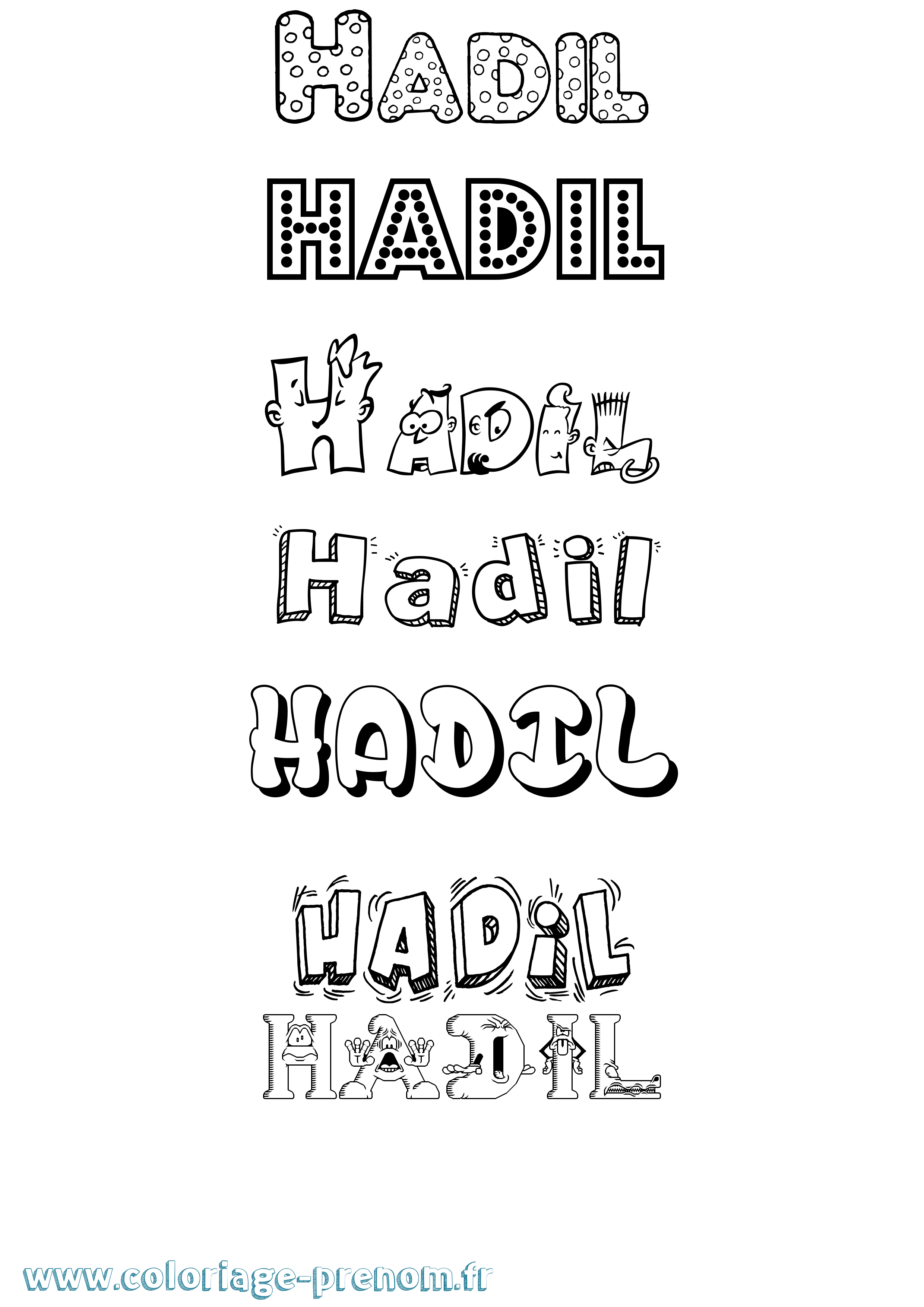 Coloriage prénom Hadil Fun