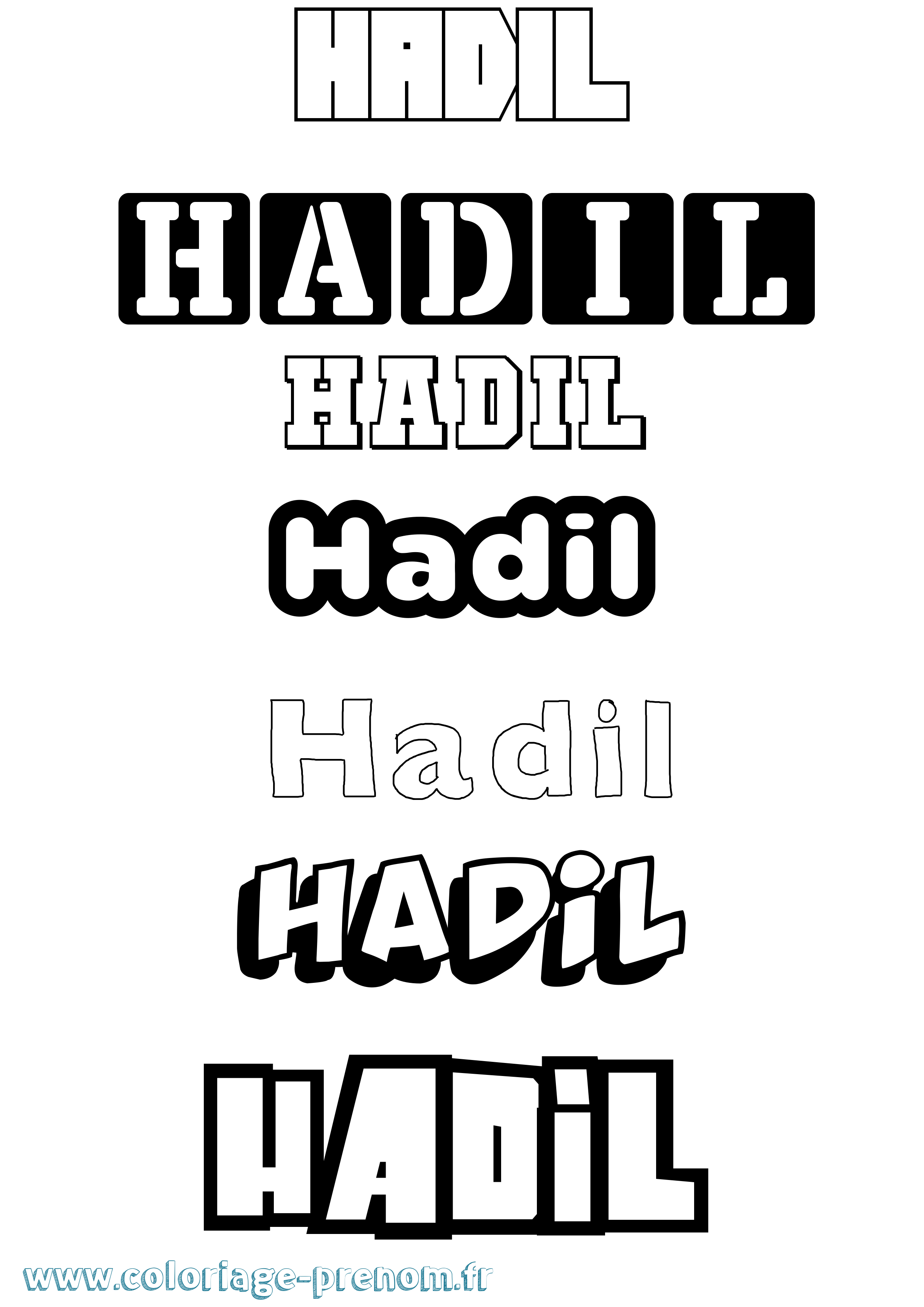 Coloriage prénom Hadil Simple