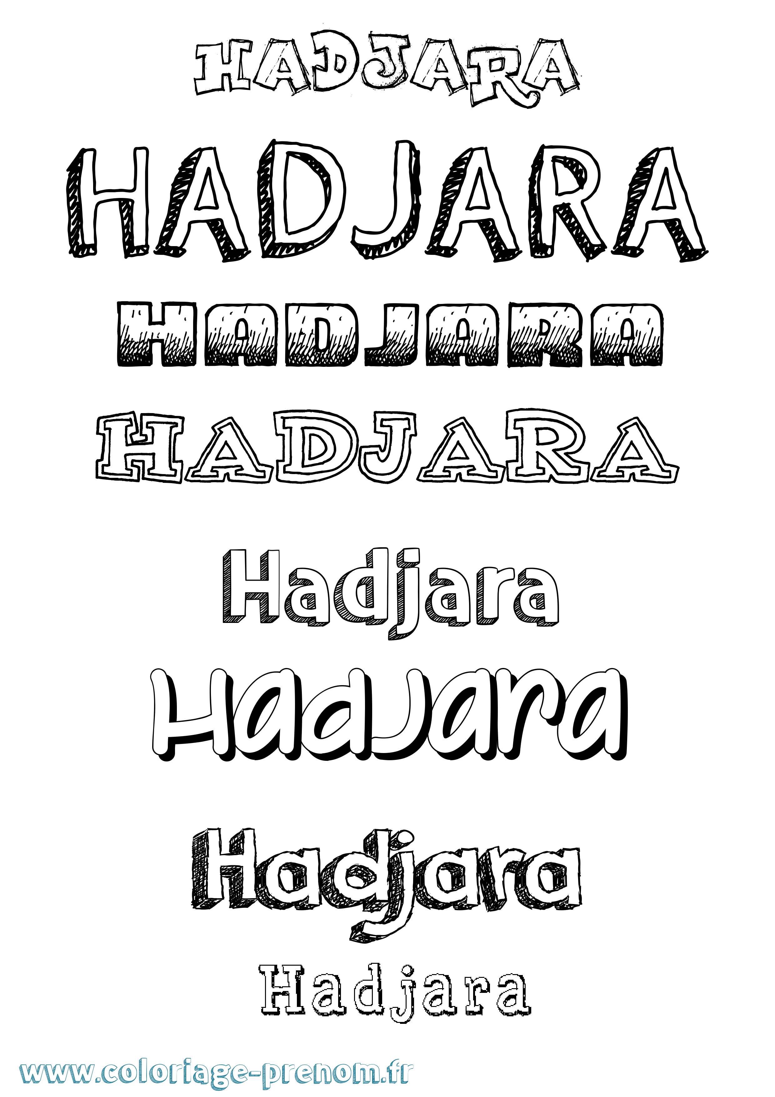 Coloriage prénom Hadjara Dessiné