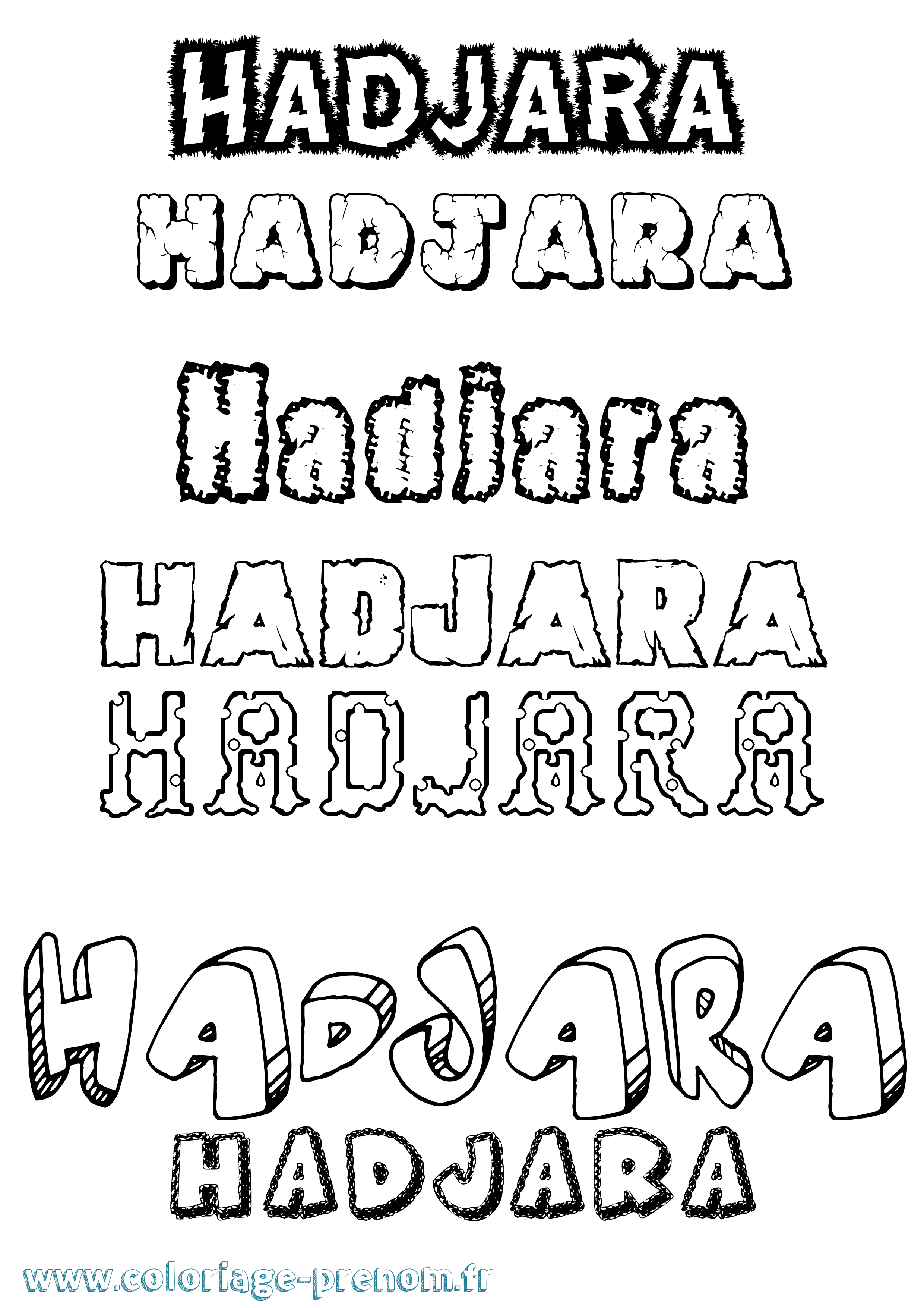 Coloriage prénom Hadjara Destructuré