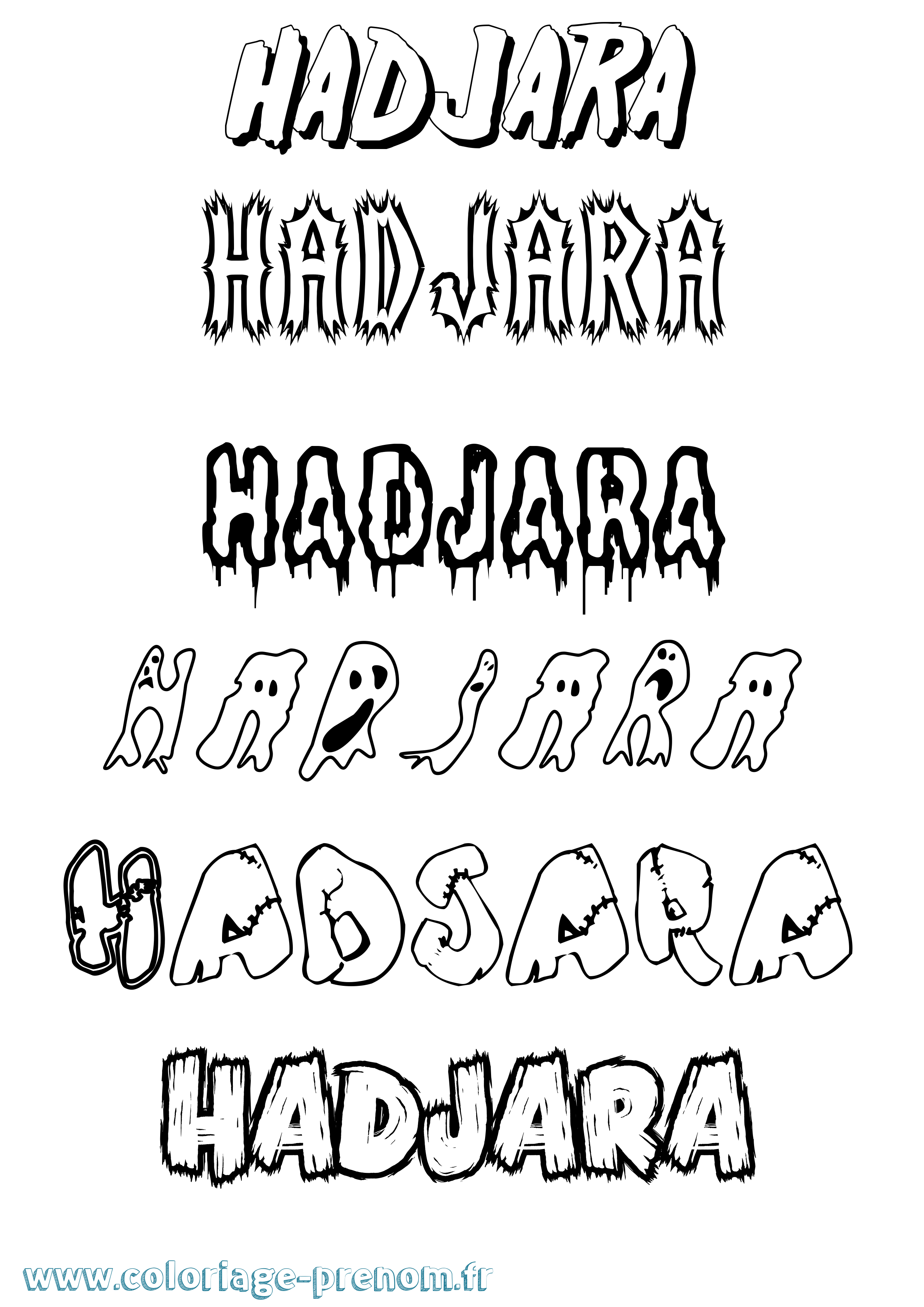 Coloriage prénom Hadjara Frisson