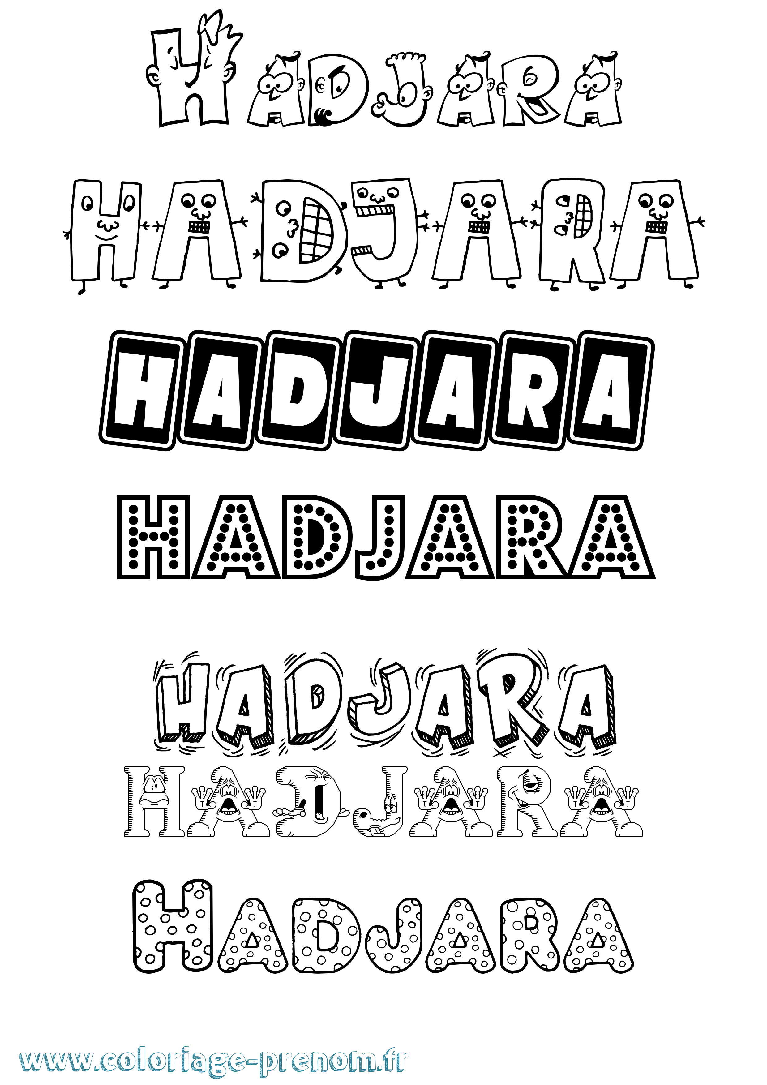 Coloriage prénom Hadjara Fun