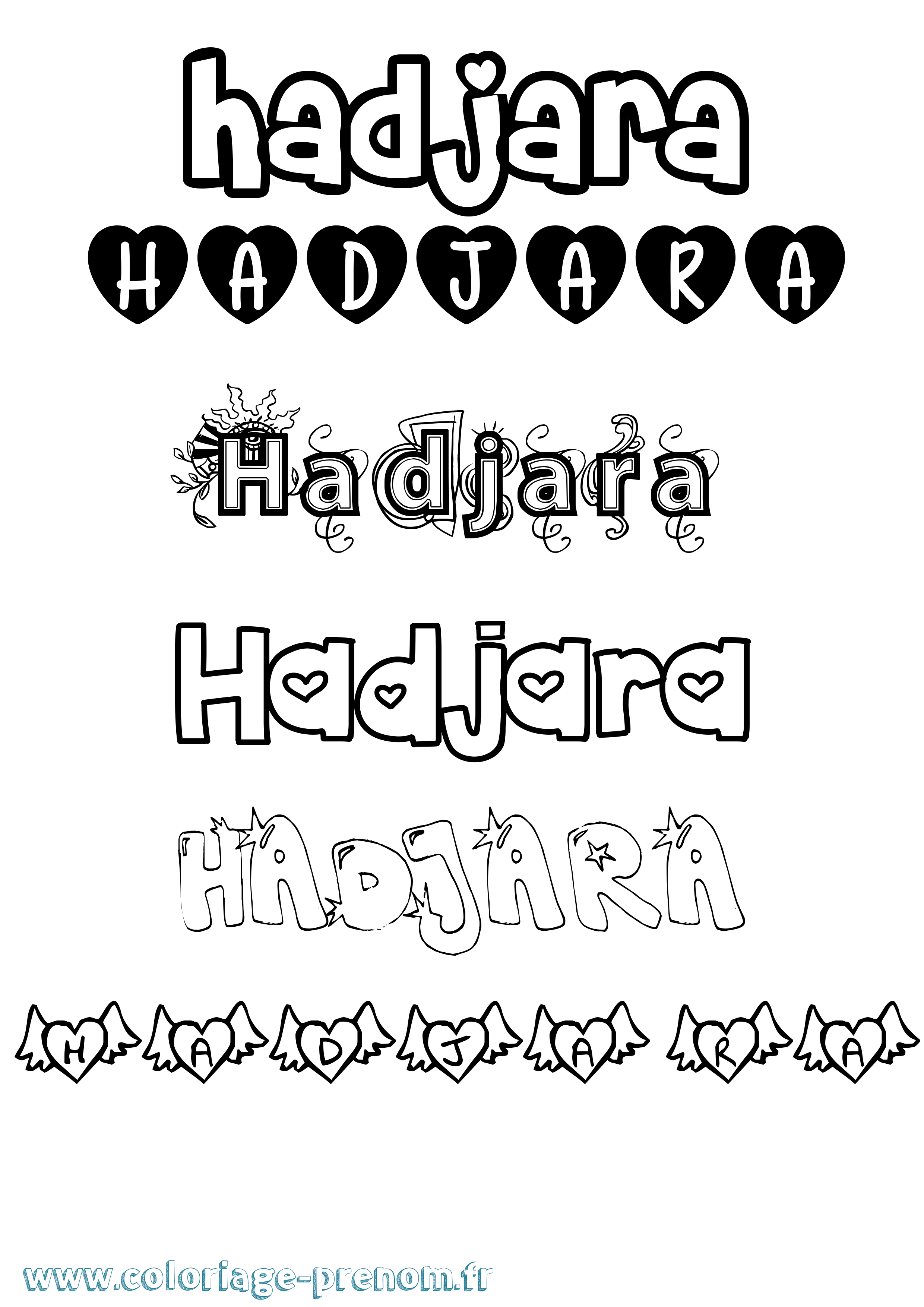 Coloriage prénom Hadjara Girly