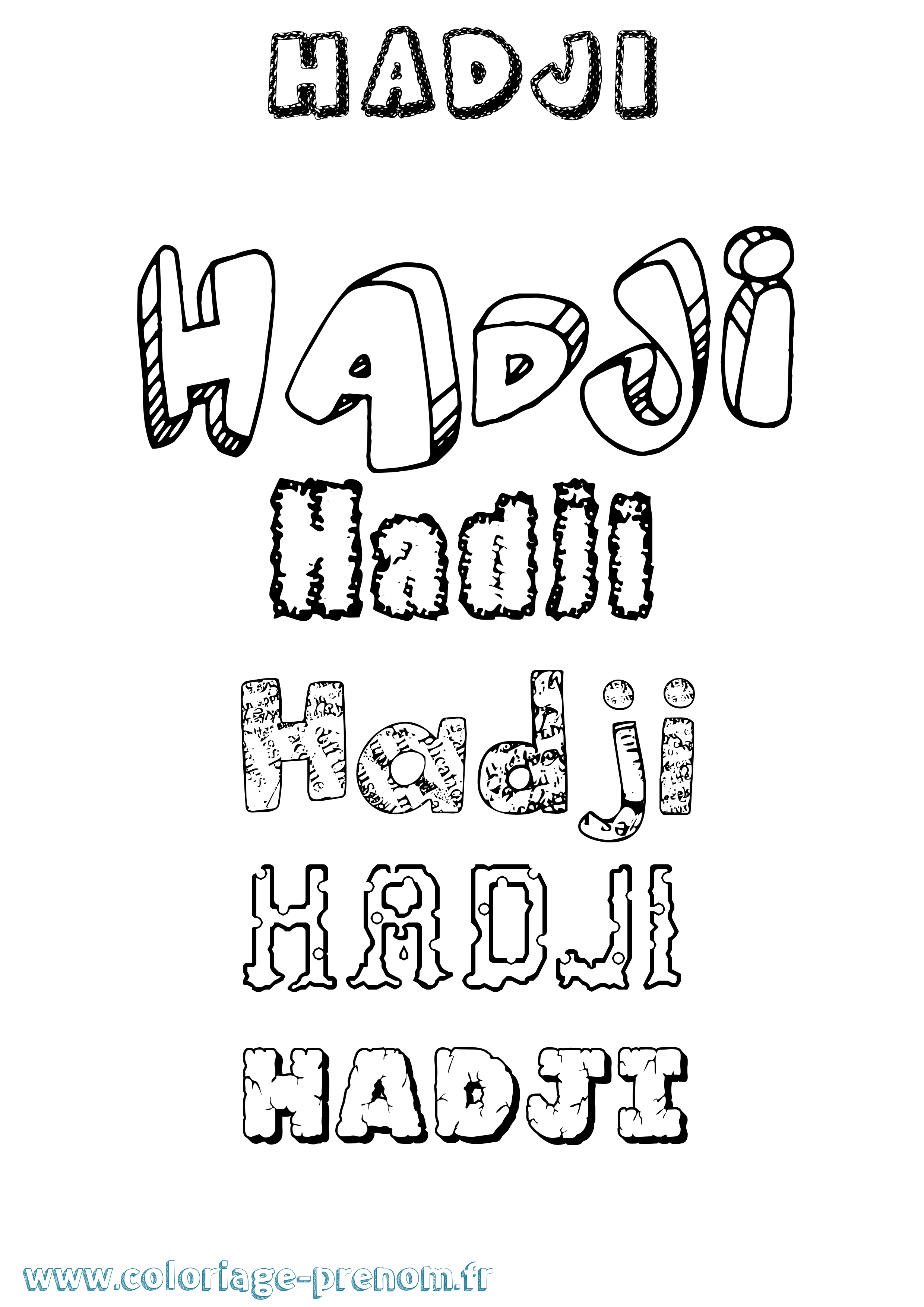 Coloriage prénom Hadji Destructuré