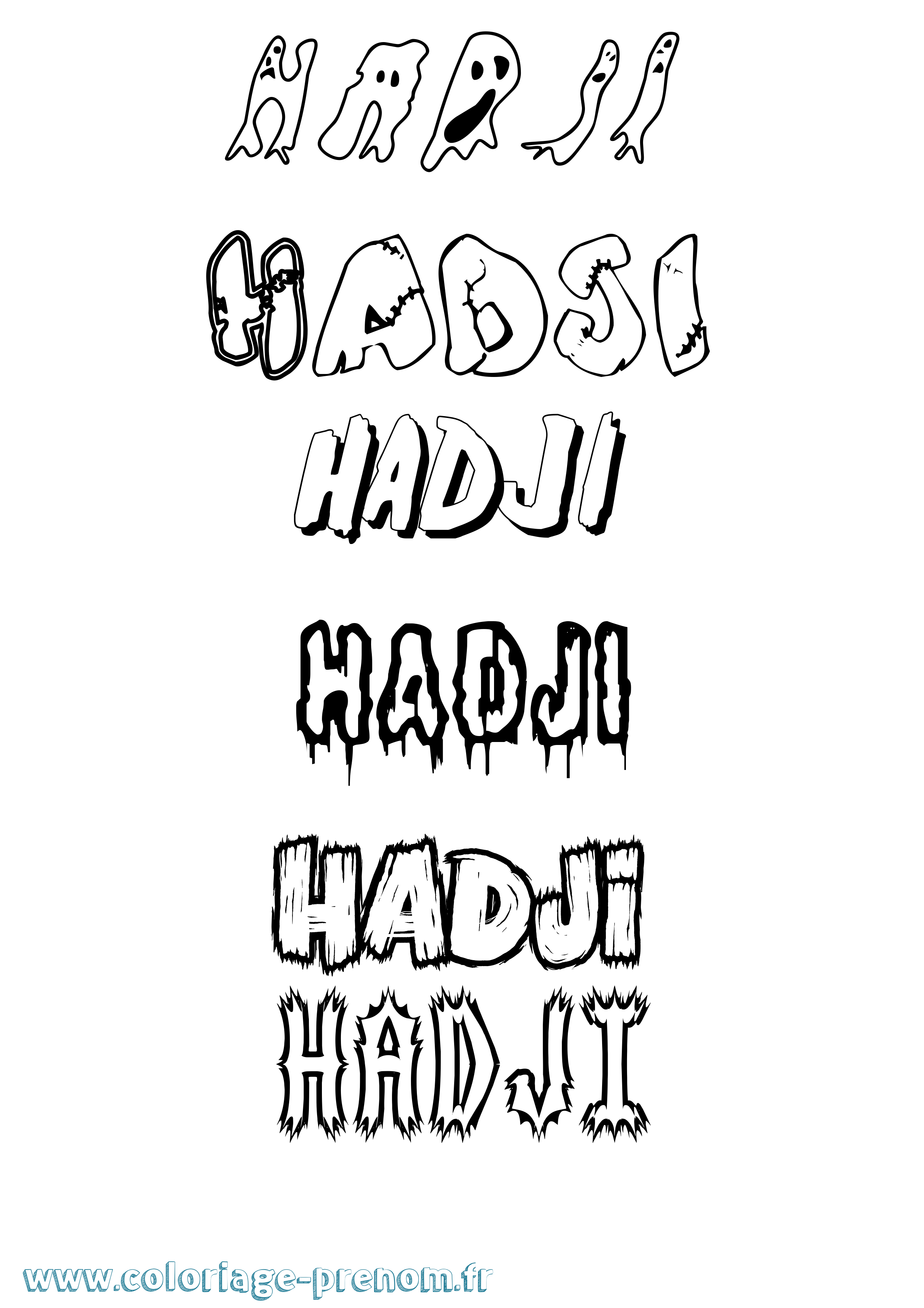 Coloriage prénom Hadji Frisson