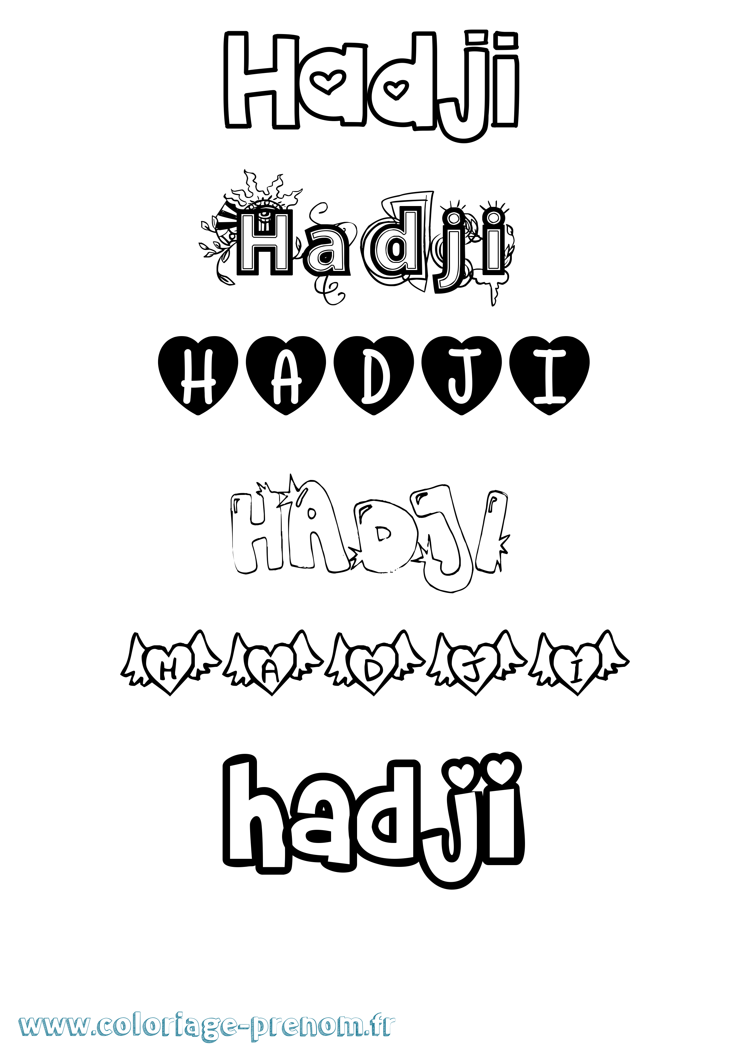 Coloriage prénom Hadji Girly