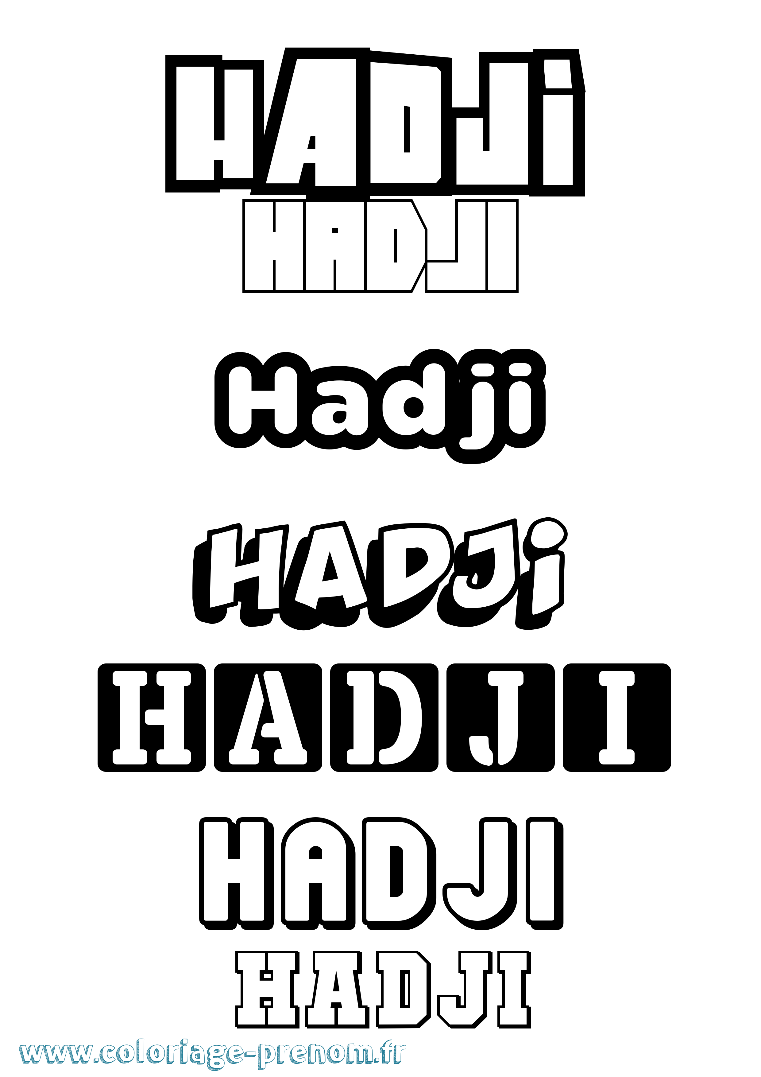 Coloriage prénom Hadji Simple