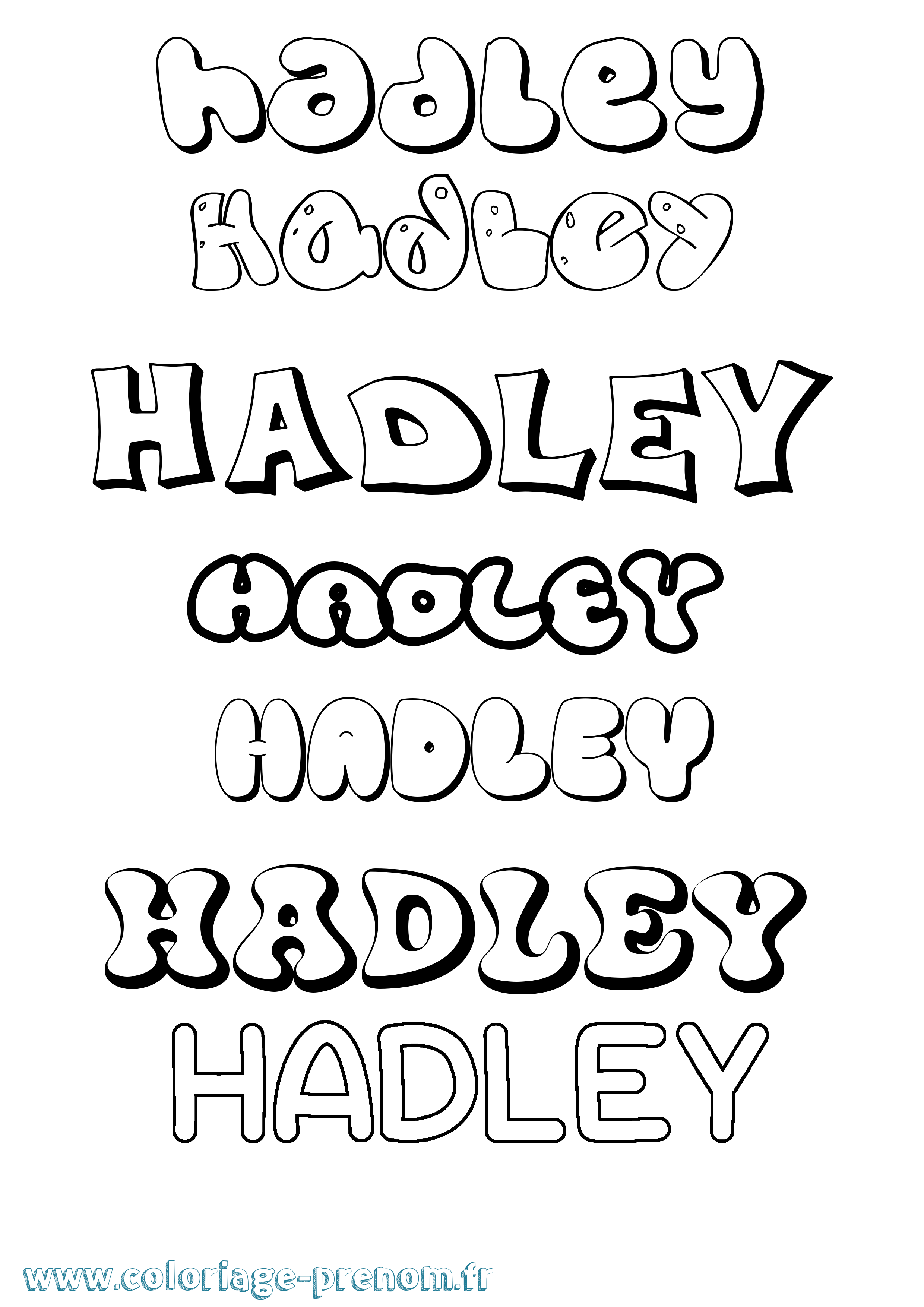 Coloriage prénom Hadley Bubble