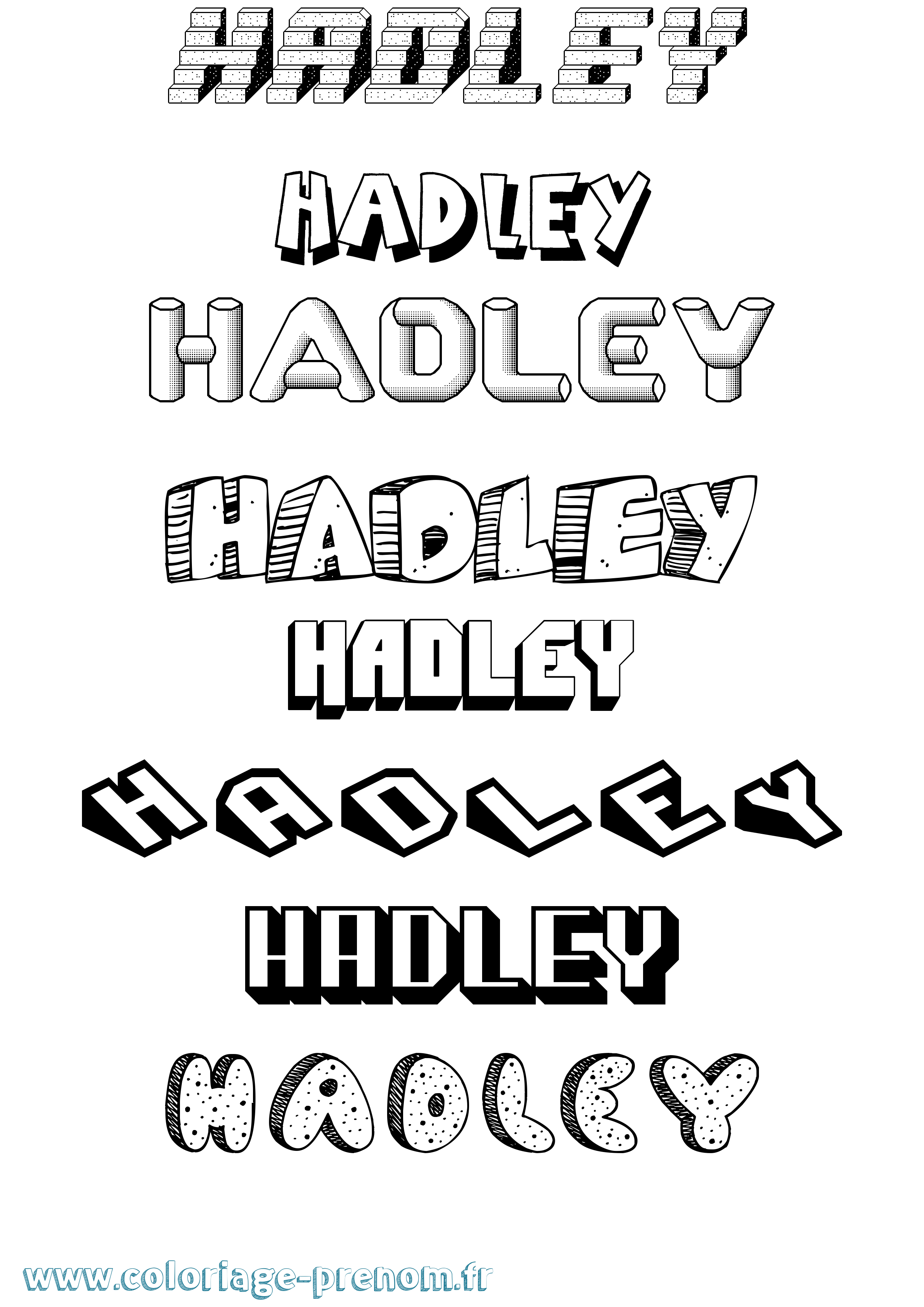 Coloriage prénom Hadley Effet 3D
