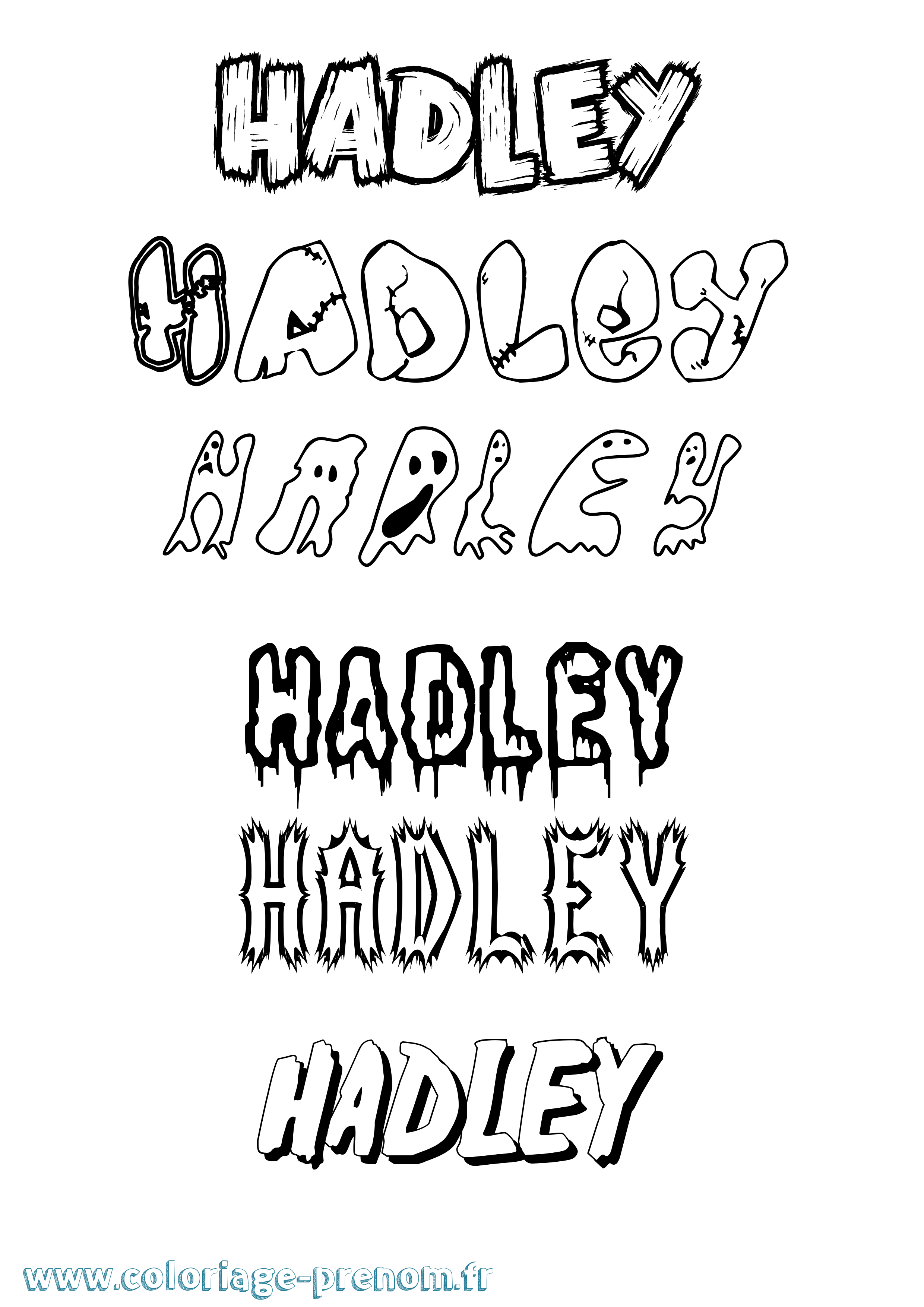 Coloriage prénom Hadley Frisson