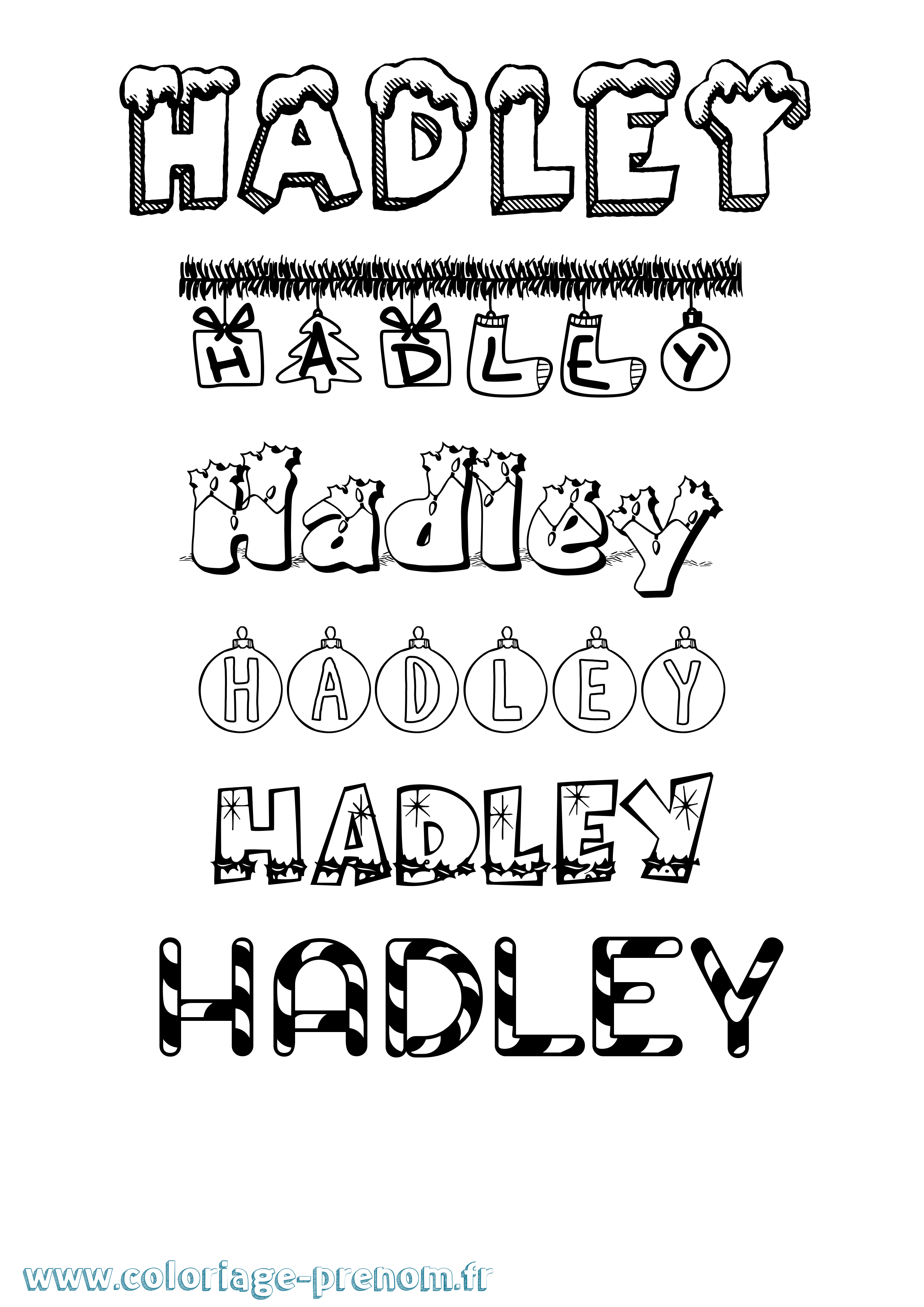 Coloriage prénom Hadley Noël