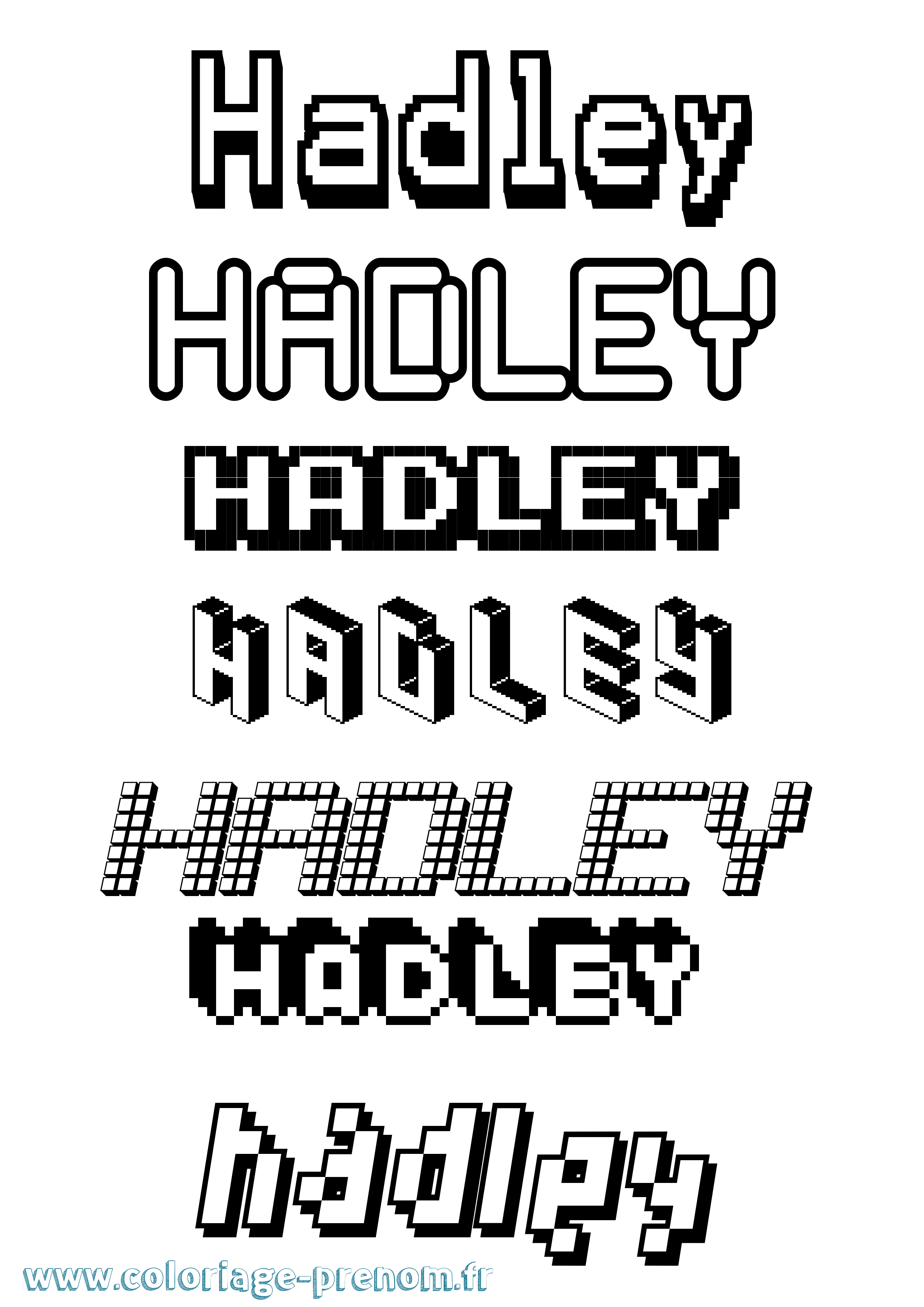 Coloriage prénom Hadley Pixel