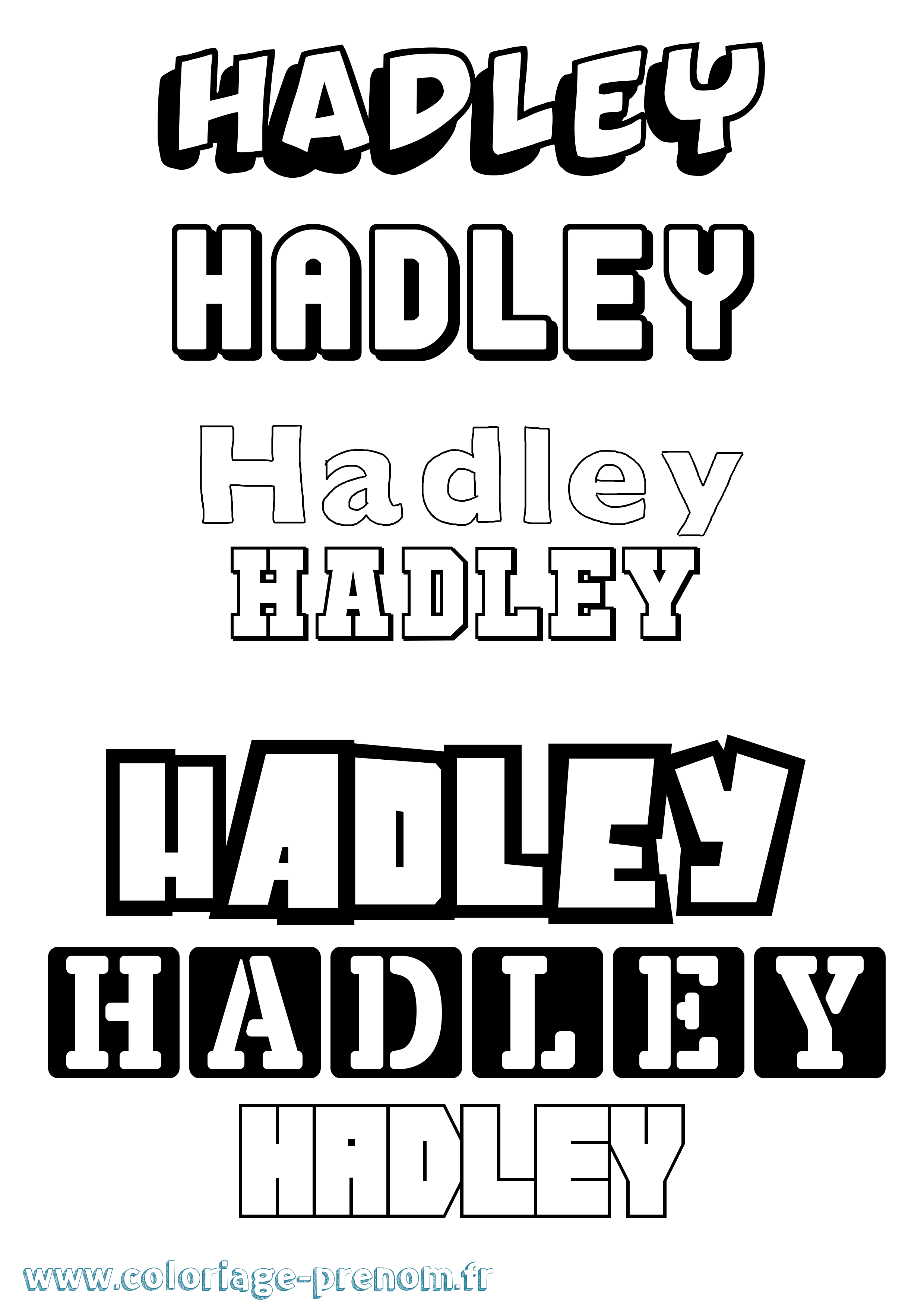 Coloriage prénom Hadley Simple