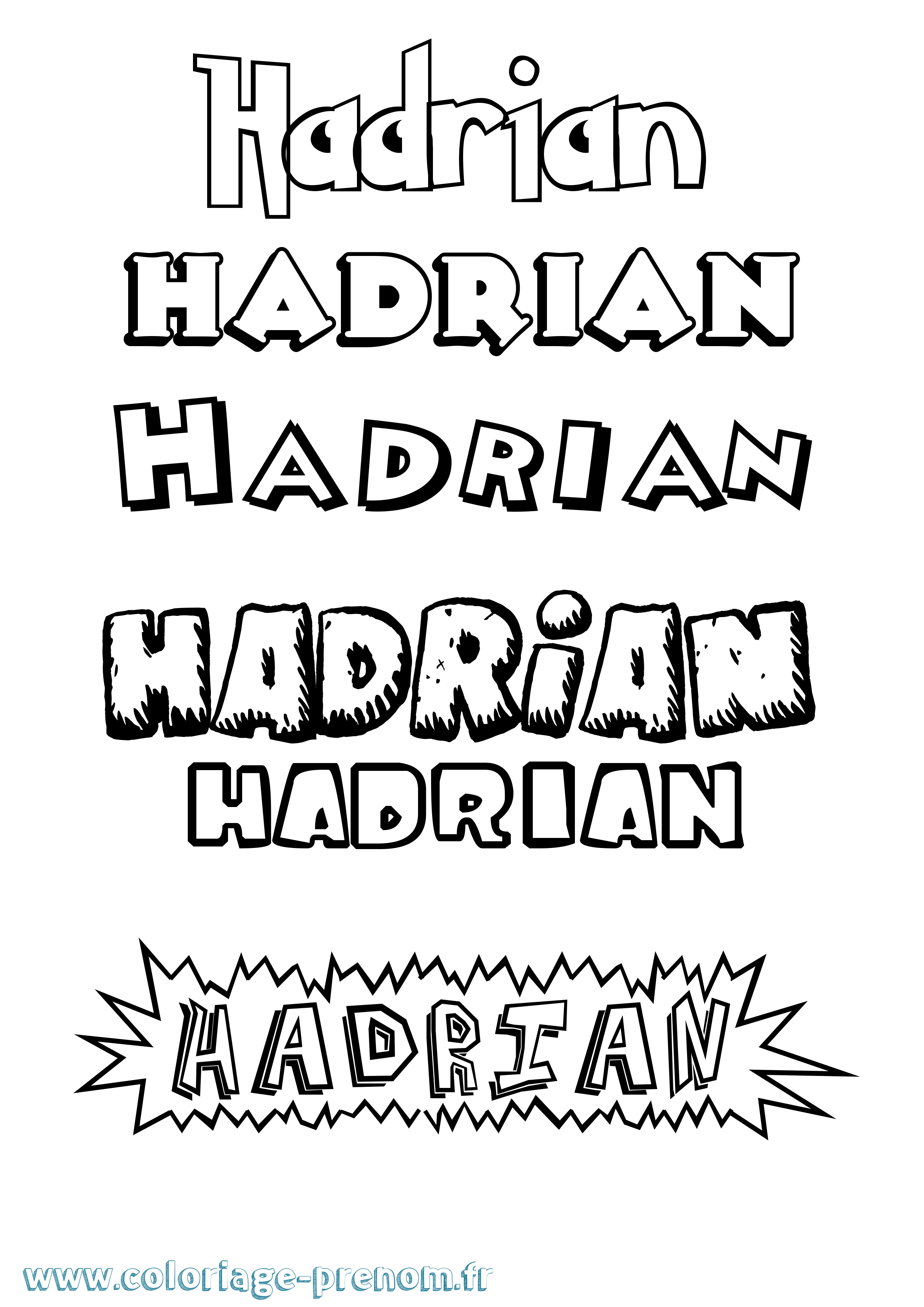 Coloriage prénom Hadrian Dessin Animé