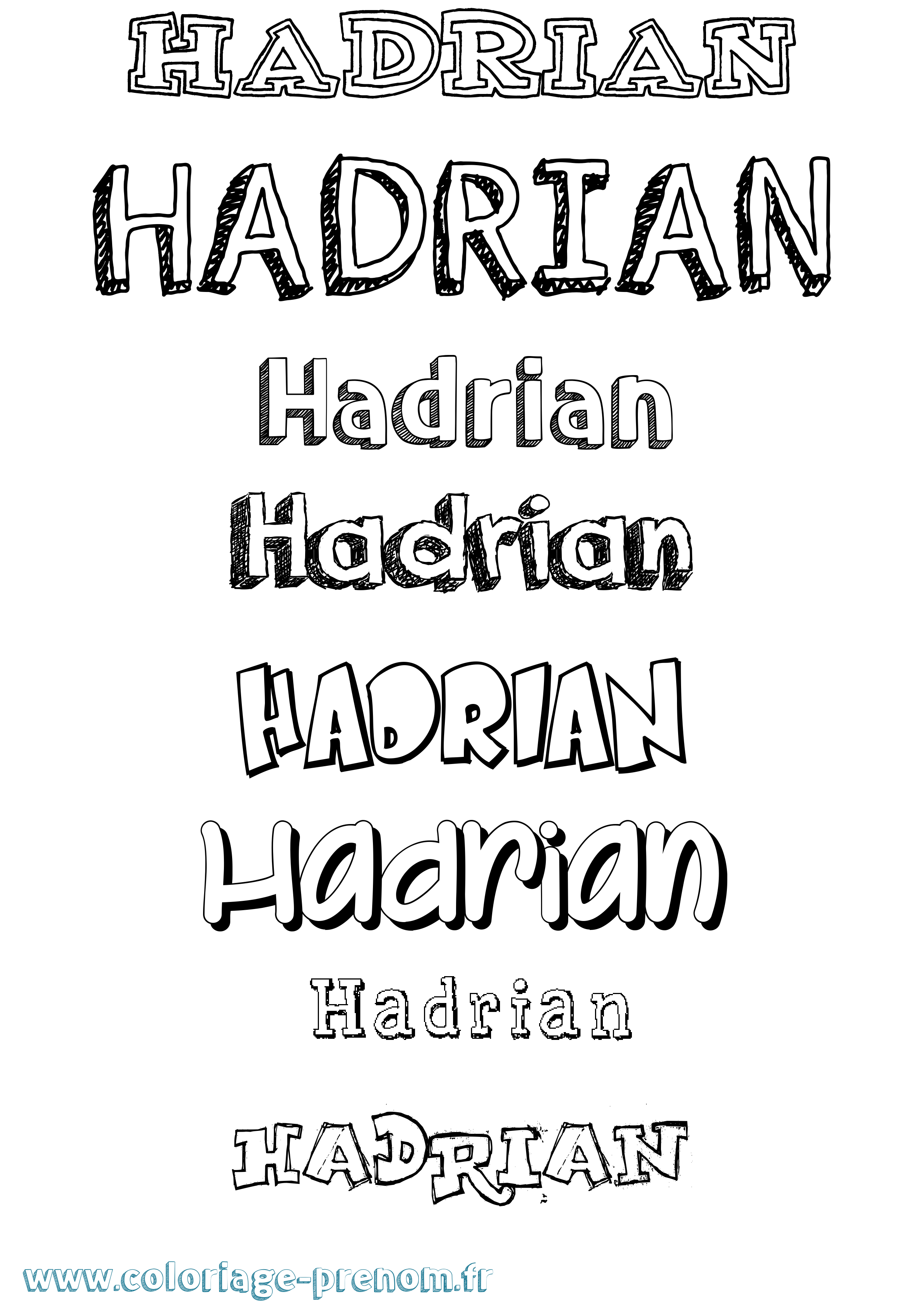 Coloriage Hadrian Dessiné Coloriage prénom Hadrian Dessiné
