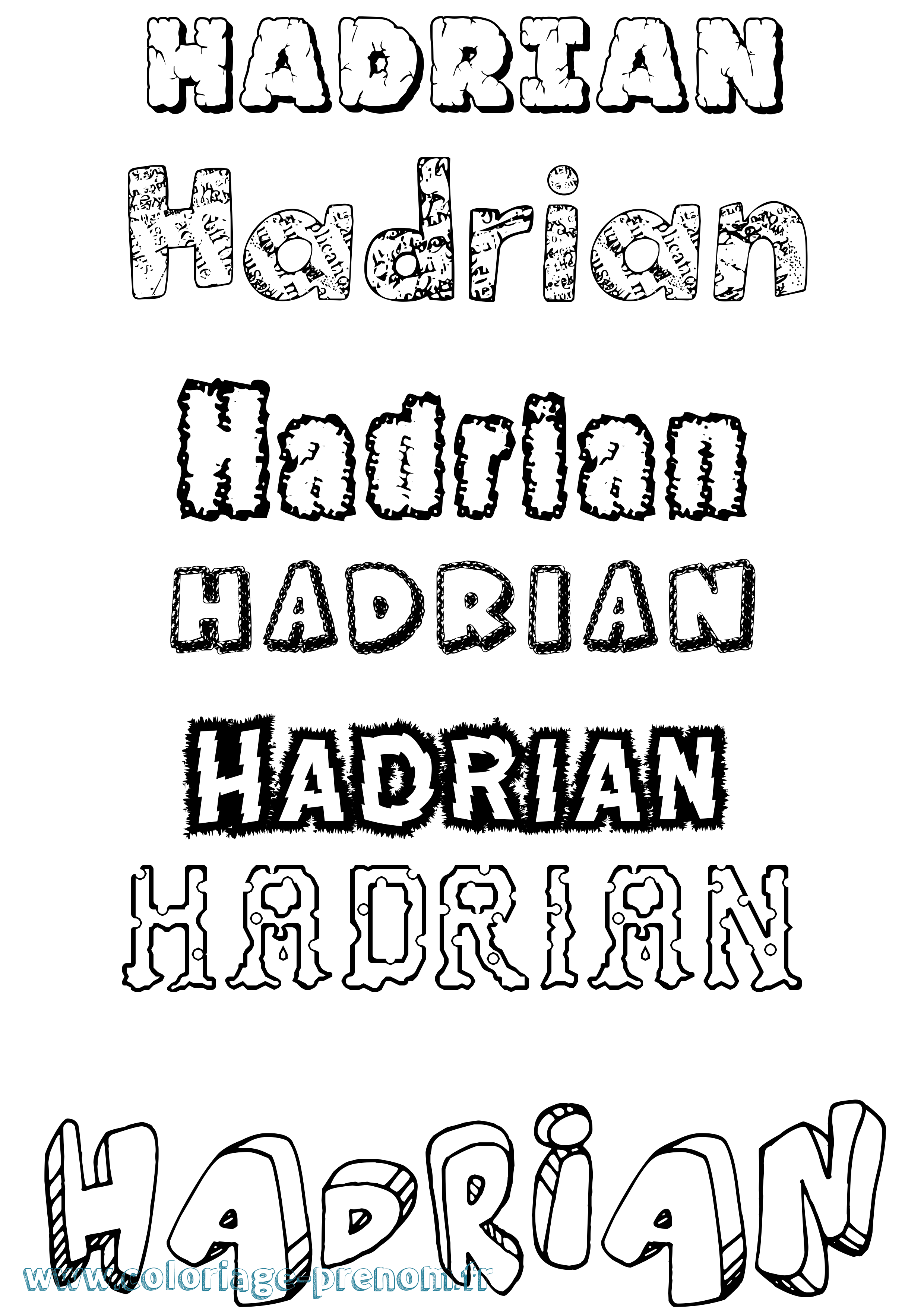 Coloriage prénom Hadrian Destructuré
