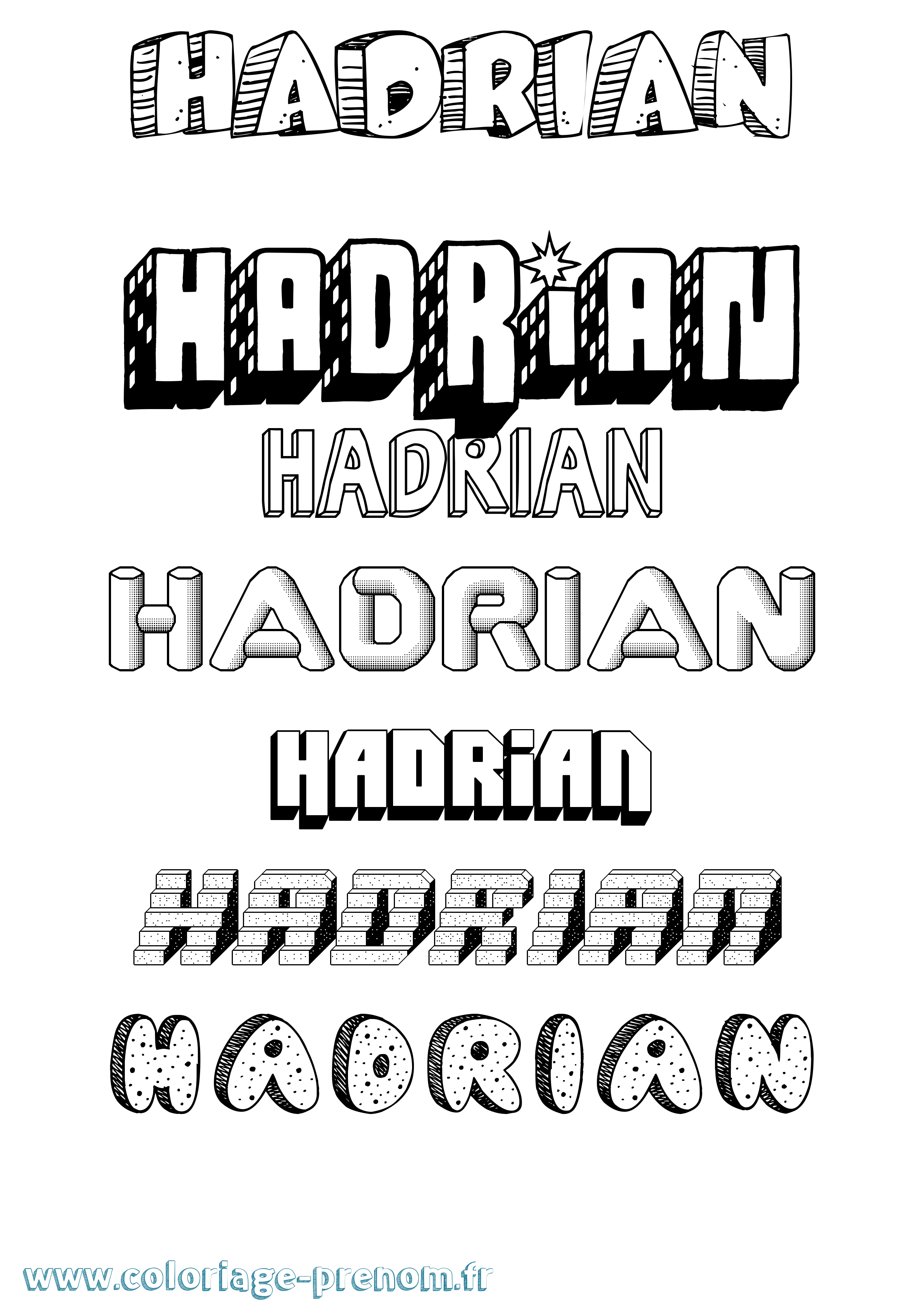 Coloriage Hadrian Effet 3D Coloriage prénom Hadrian Effet 3D