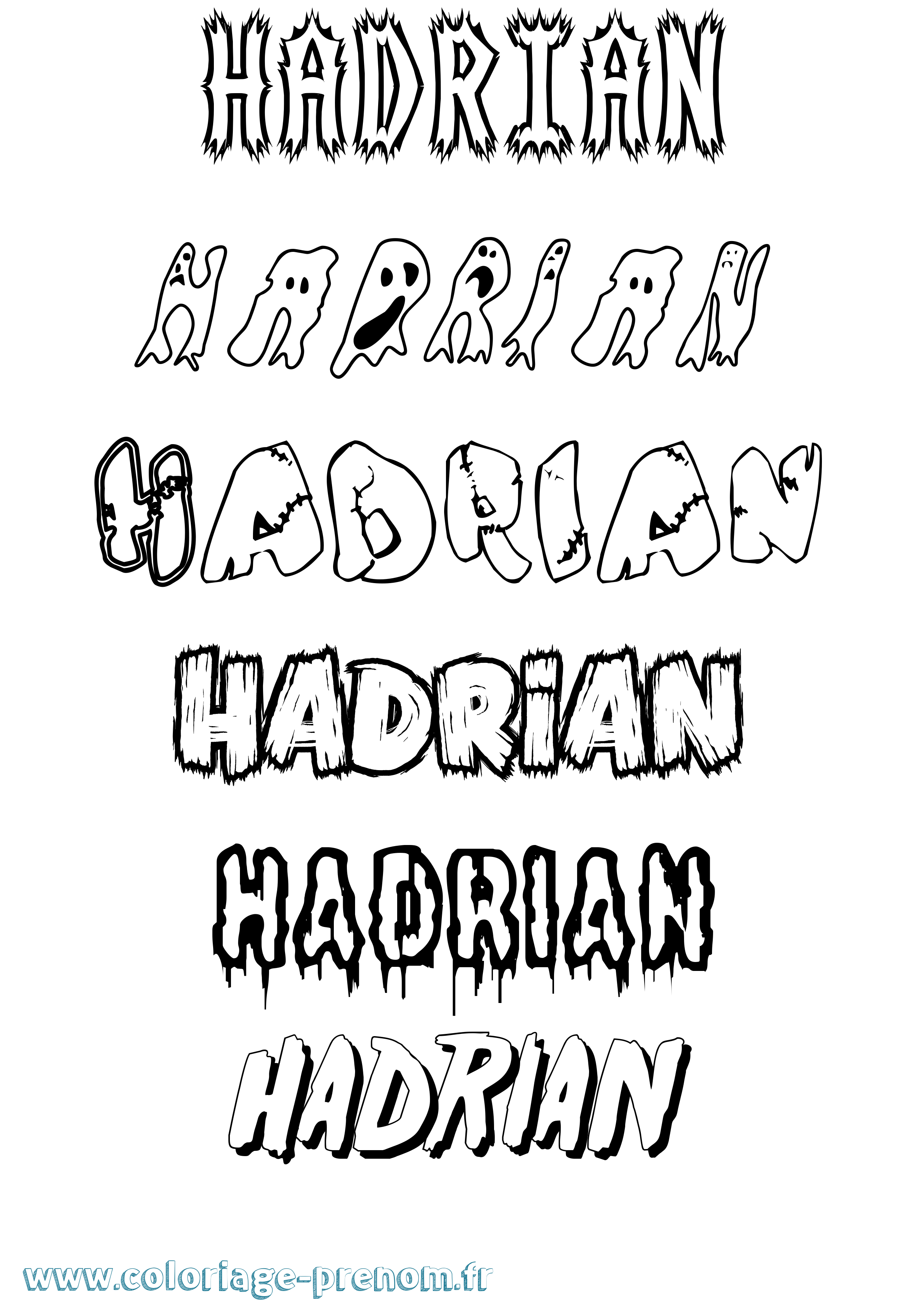 Coloriage prénom Hadrian Frisson