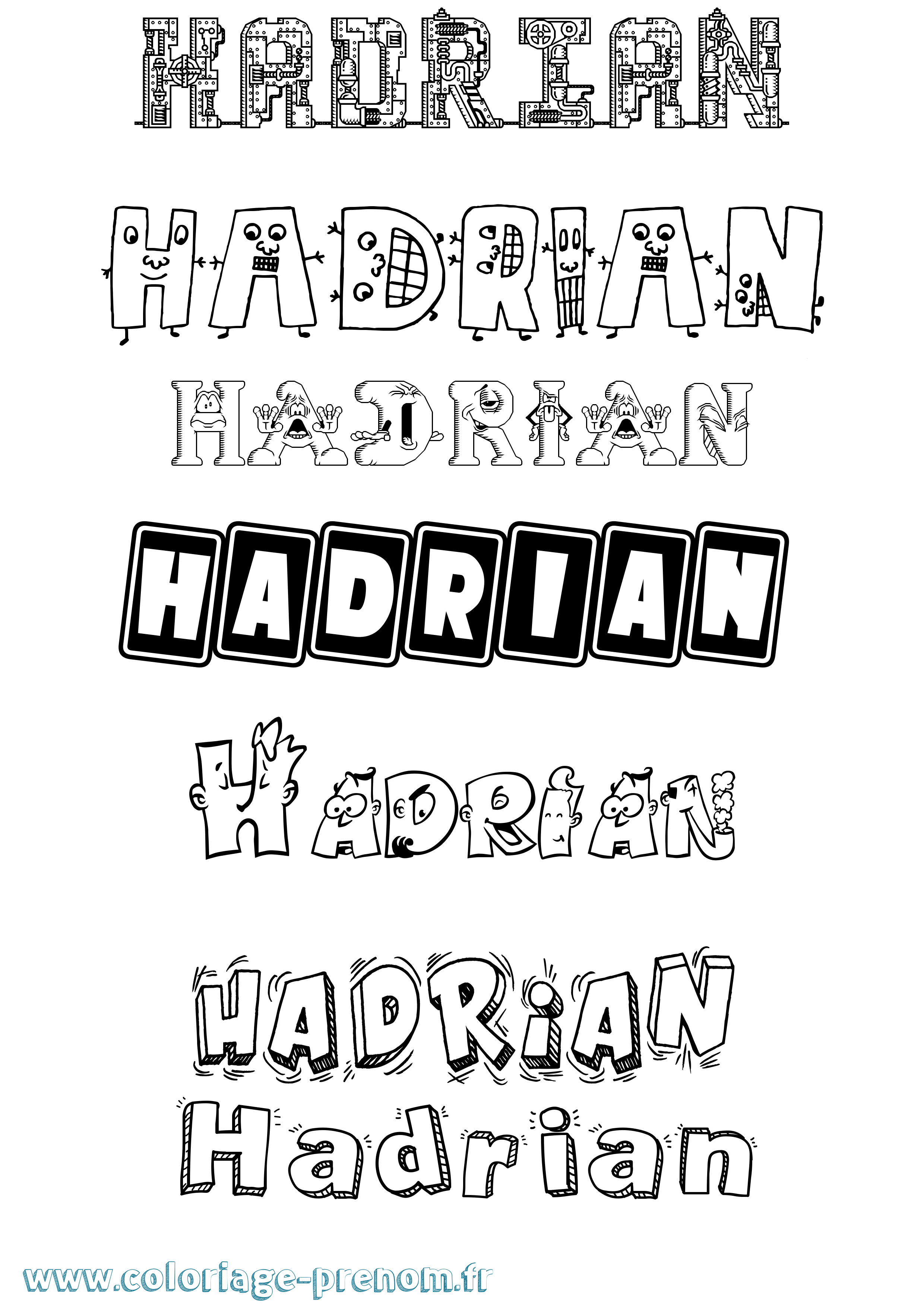 Coloriage prénom Hadrian Fun