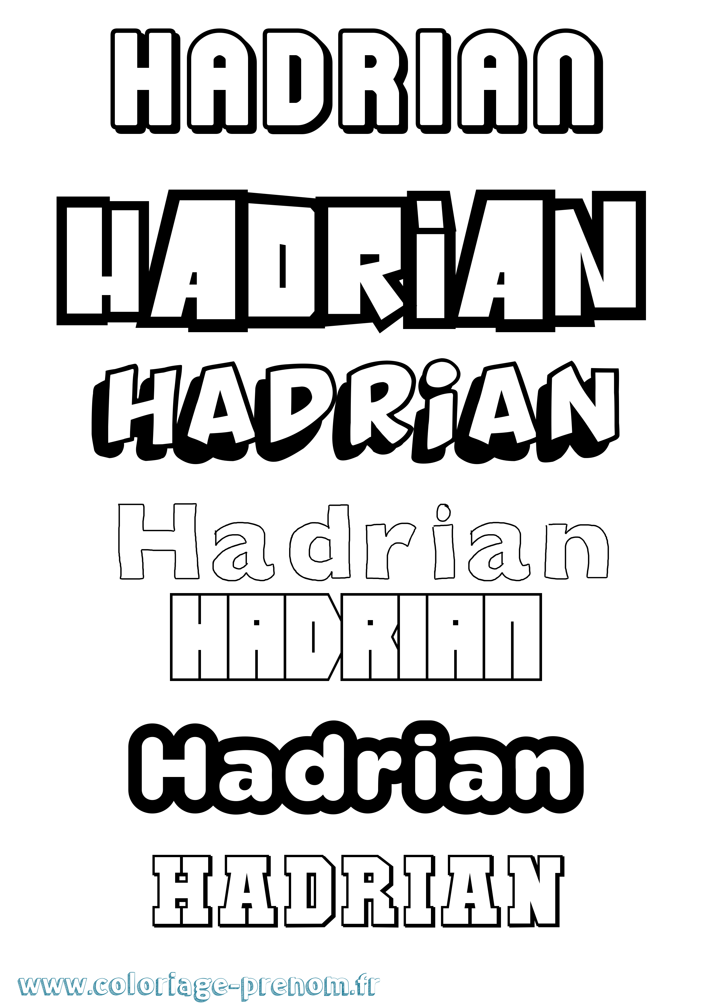 Coloriage prénom Hadrian Simple