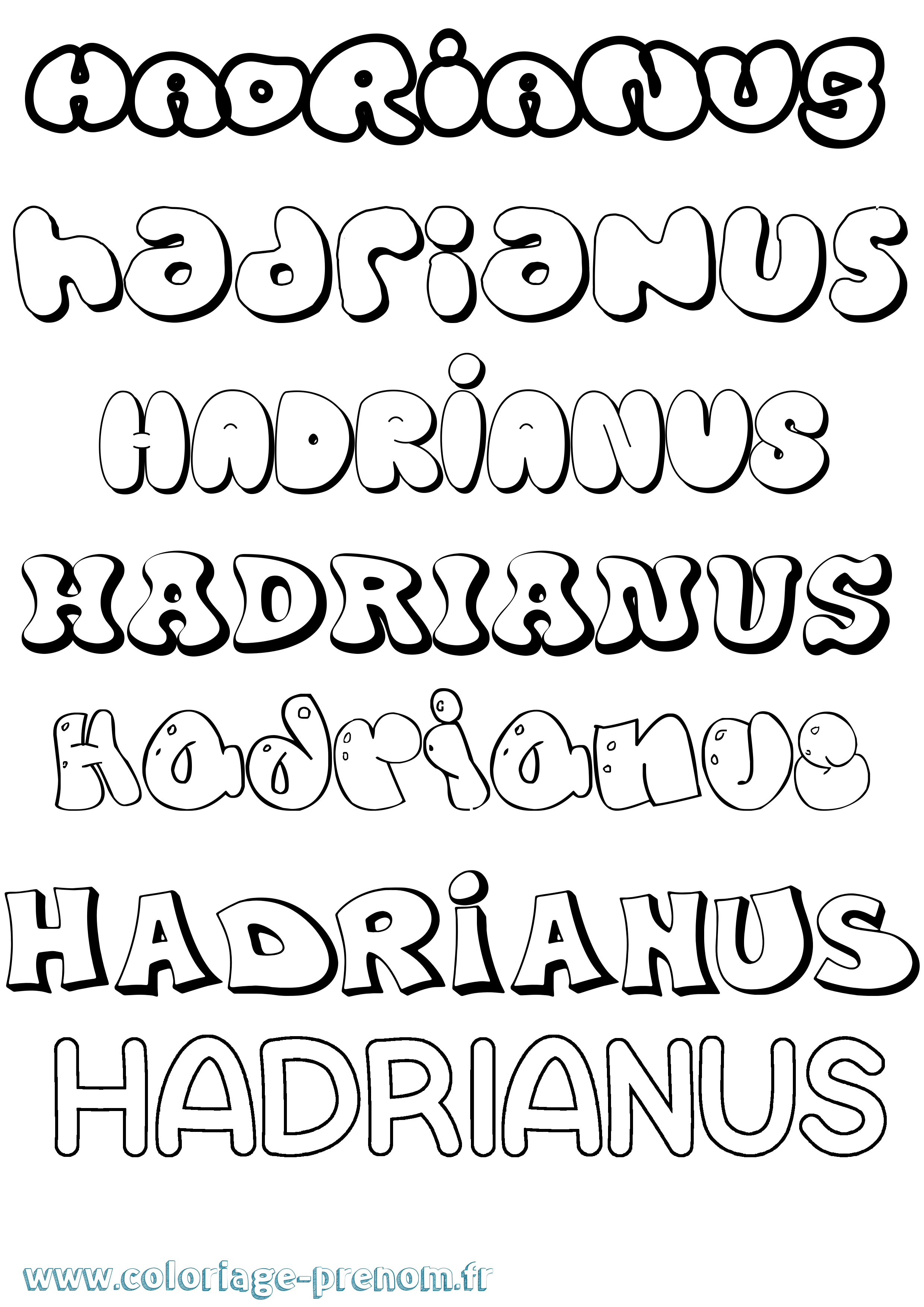 Coloriage prénom Hadrianus Bubble