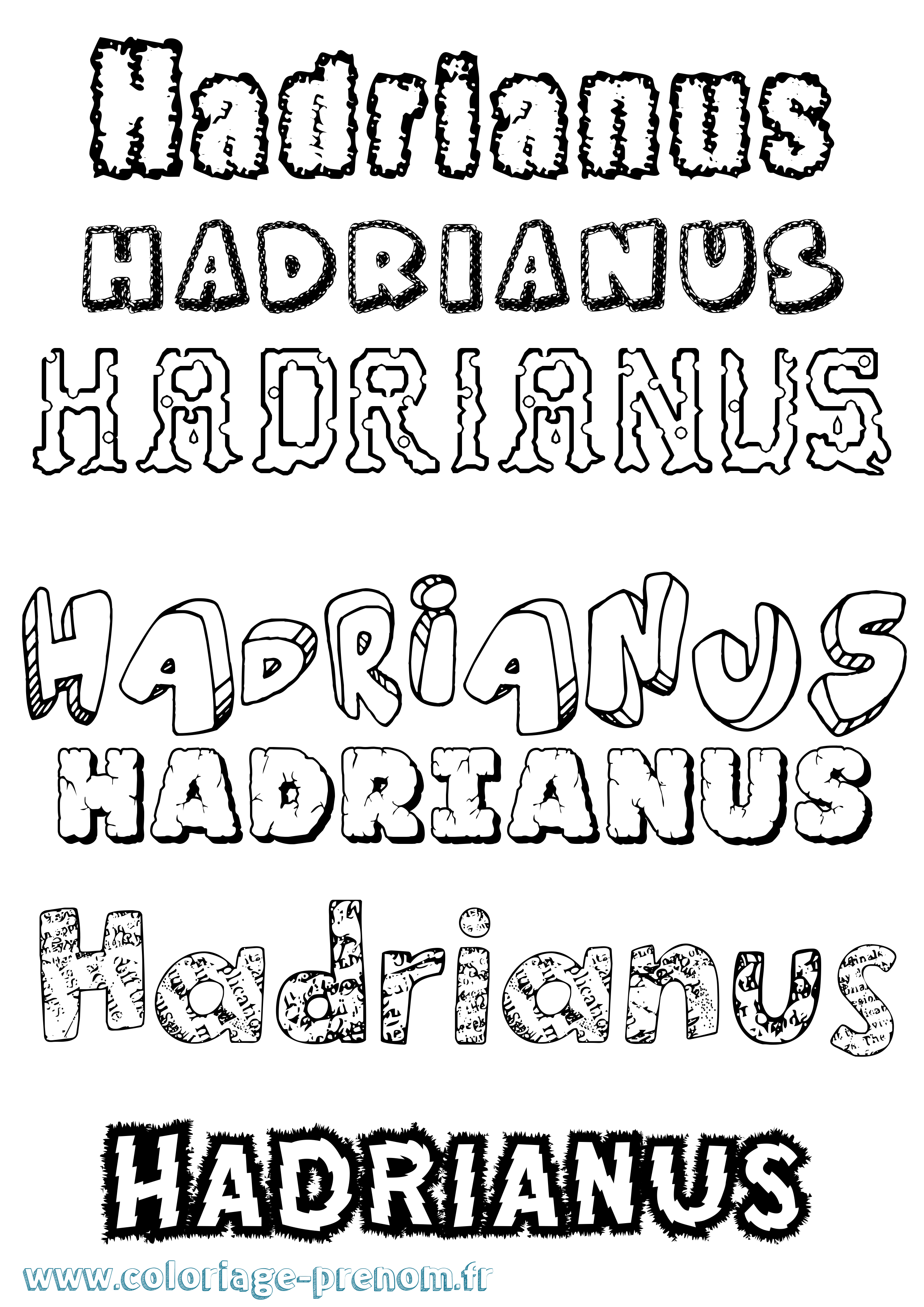 Coloriage prénom Hadrianus Destructuré