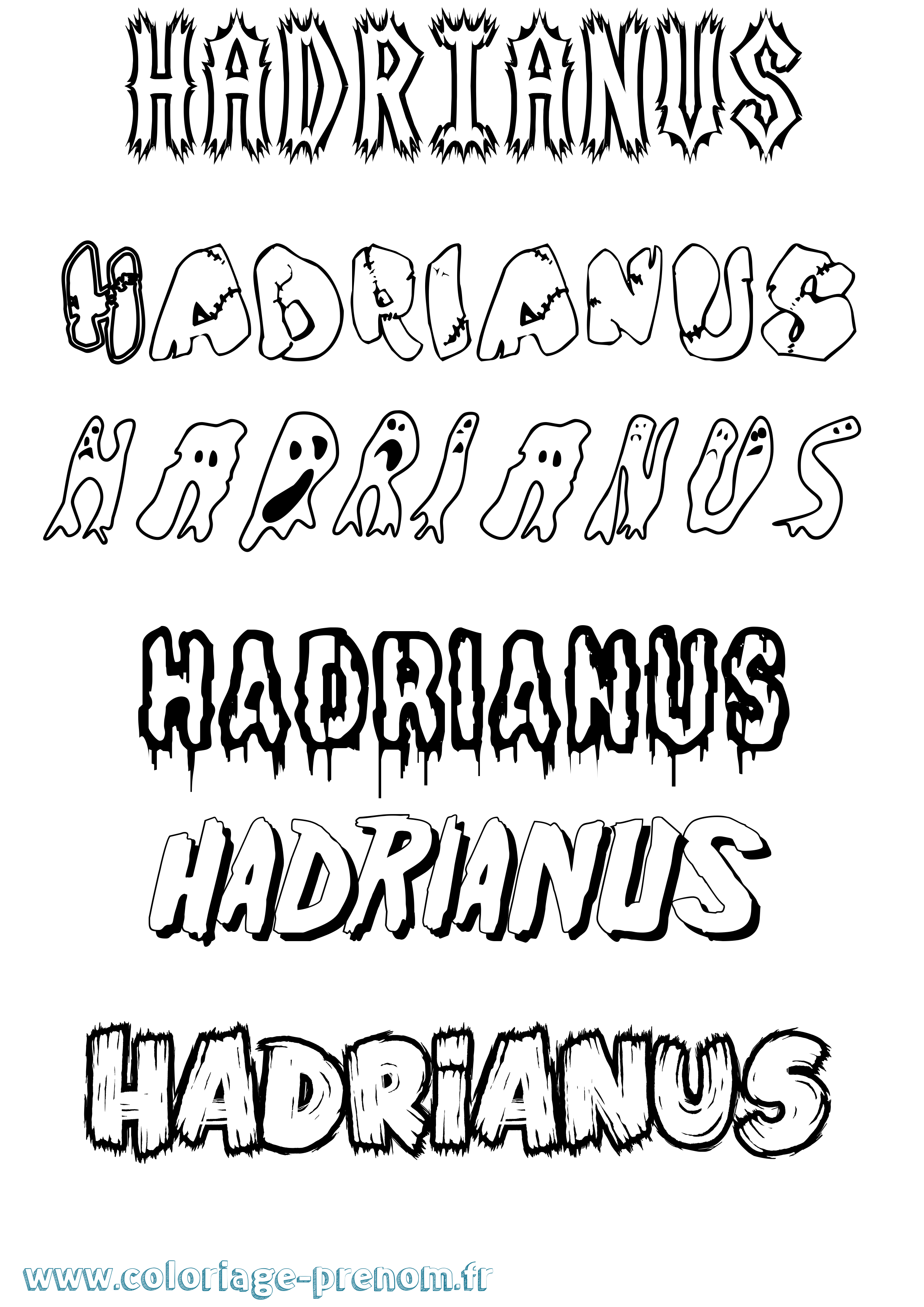 Coloriage prénom Hadrianus Frisson