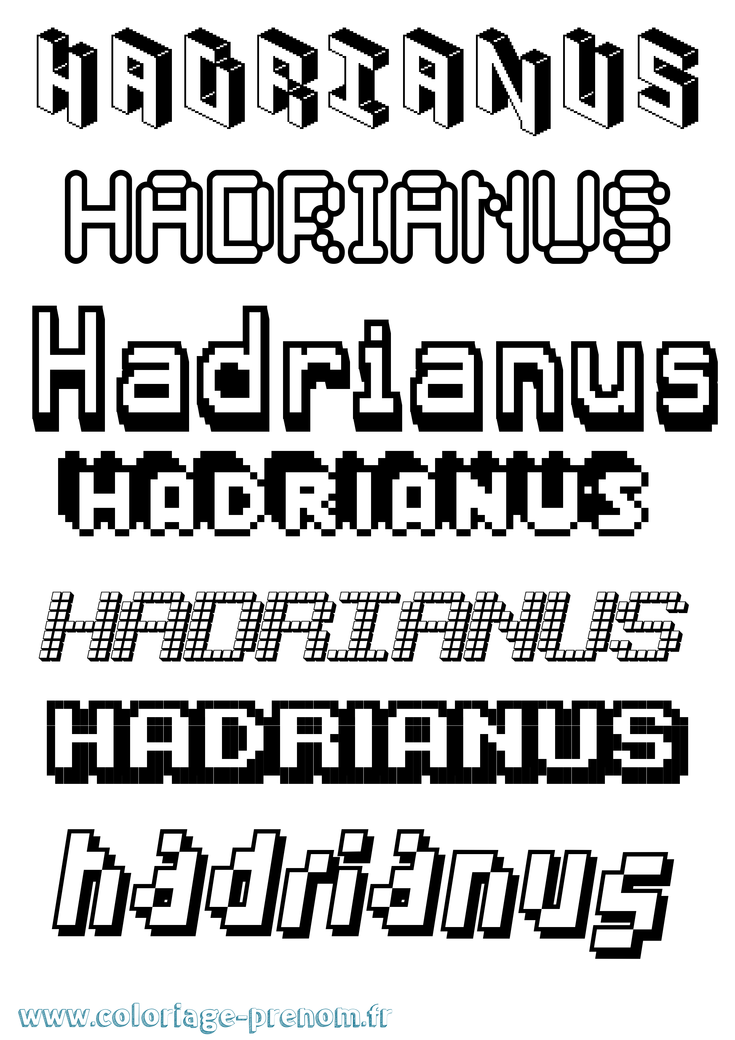Coloriage prénom Hadrianus Pixel