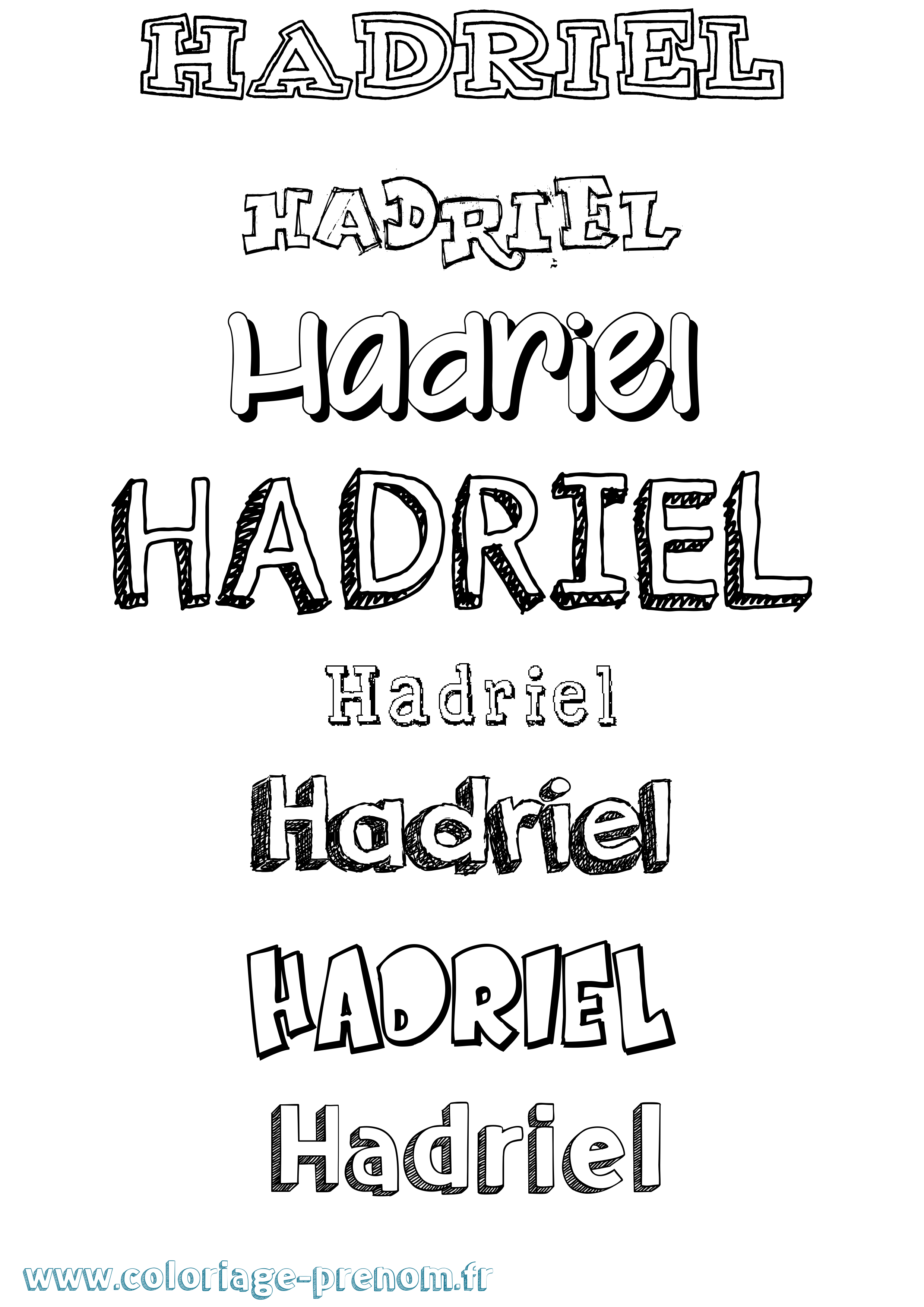 Coloriage prénom Hadriel Dessiné