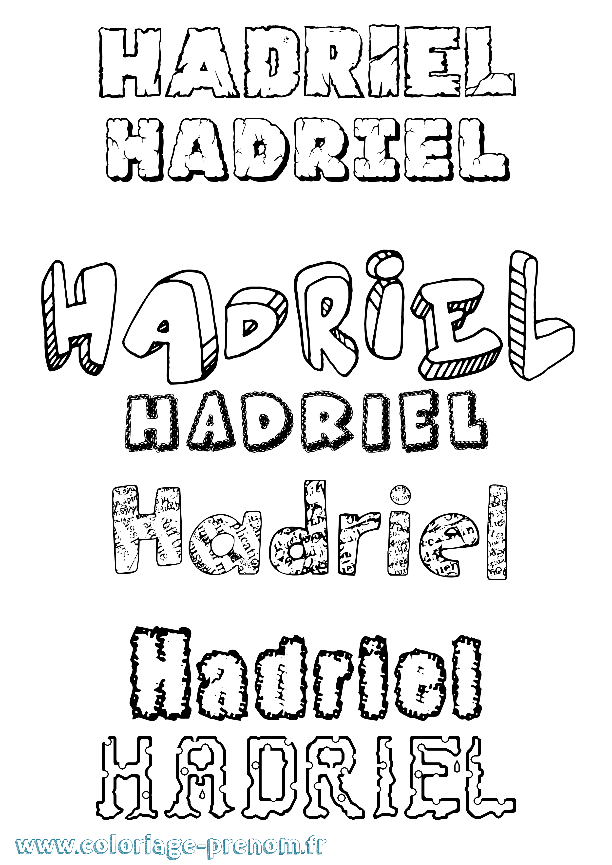 Coloriage prénom Hadriel Destructuré