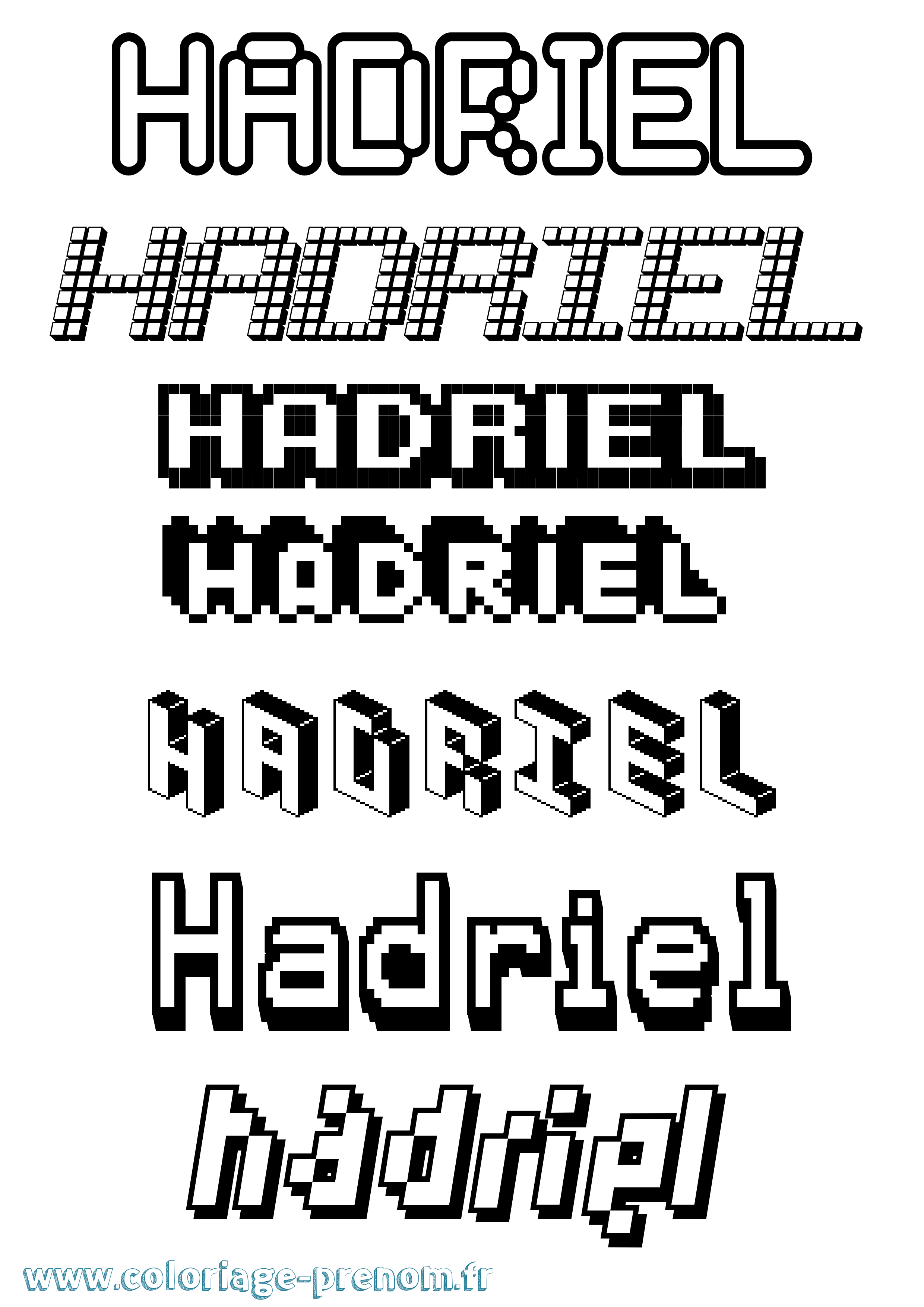 Coloriage prénom Hadriel Pixel