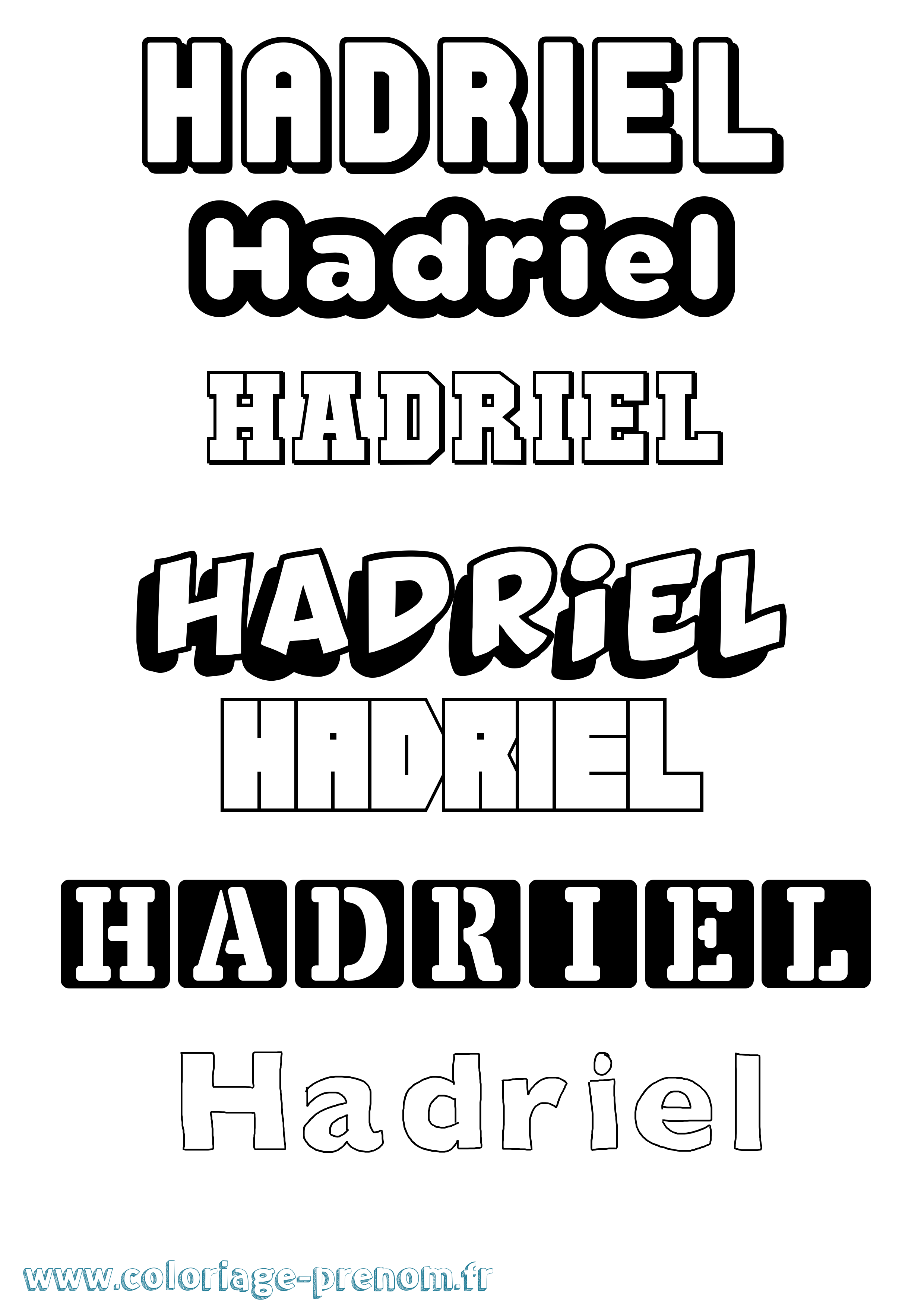 Coloriage prénom Hadriel Simple