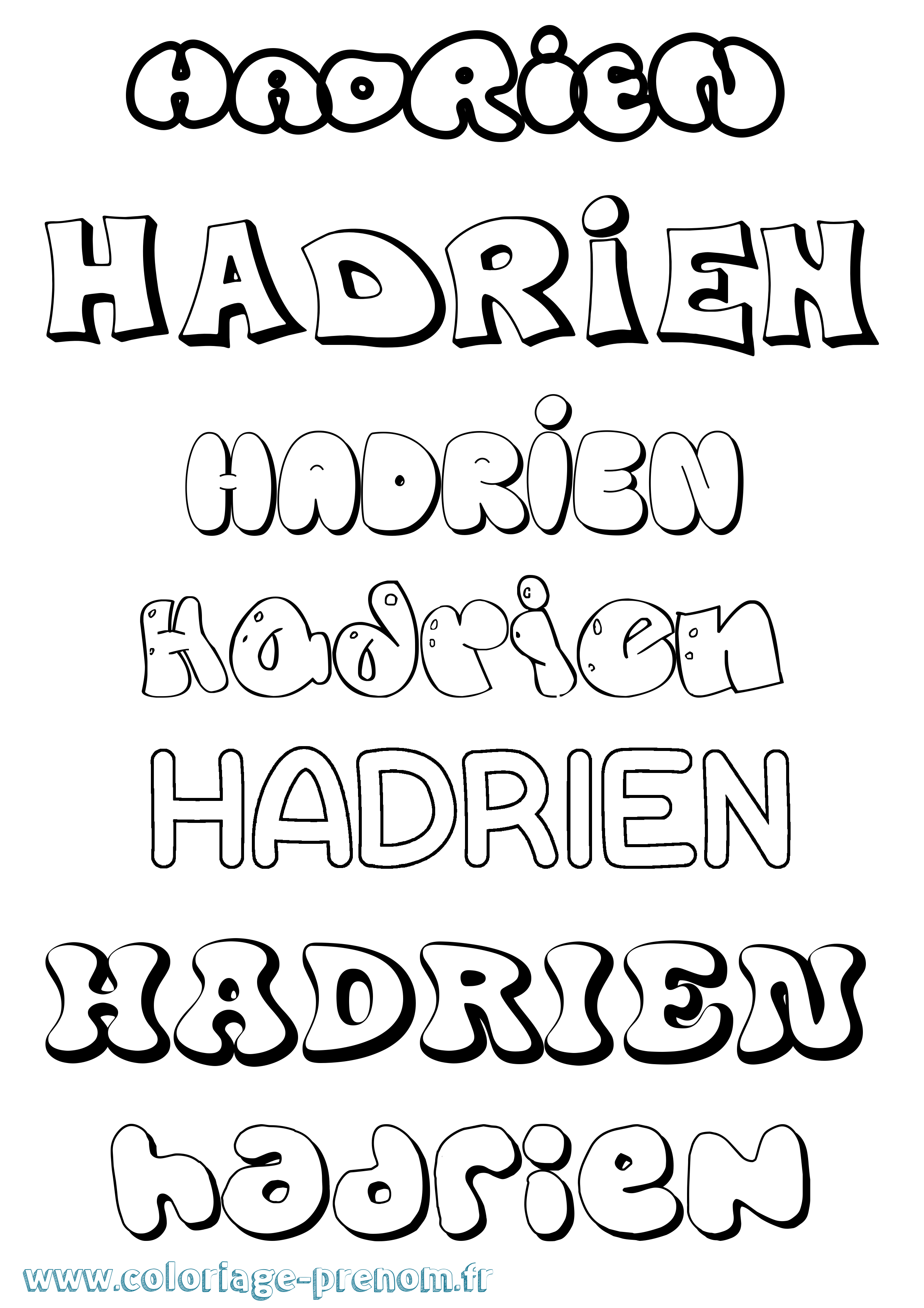 Coloriage Hadrien Bubble Coloriage prénom Hadrien Bubble
