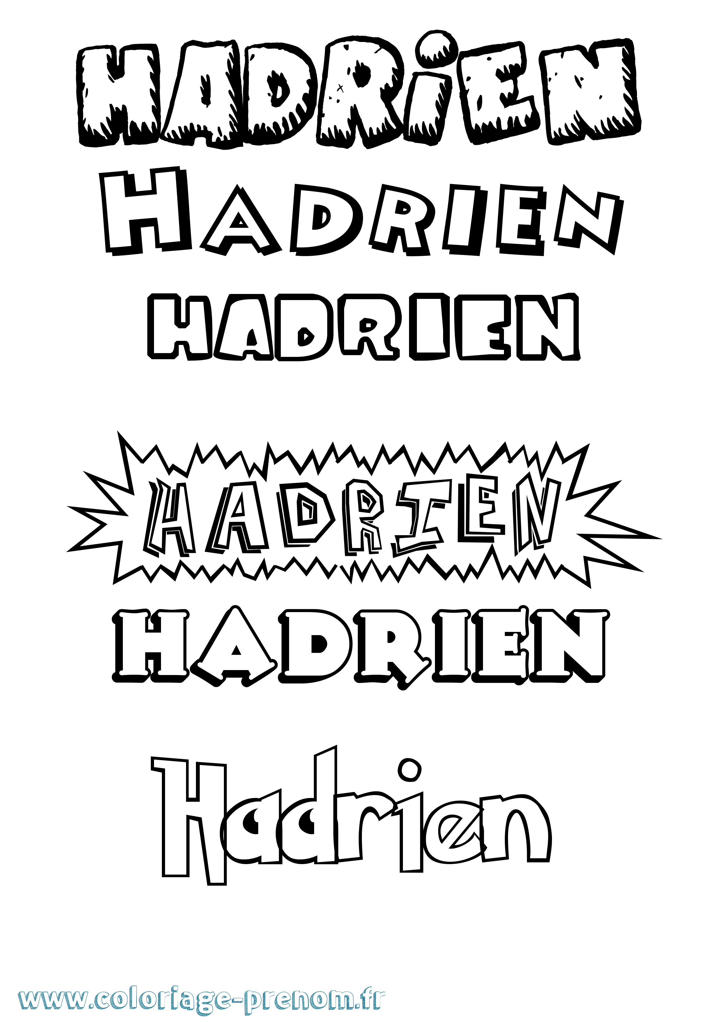 Coloriage Hadrien Dessin Animé Coloriage prénom Hadrien Dessin Animé