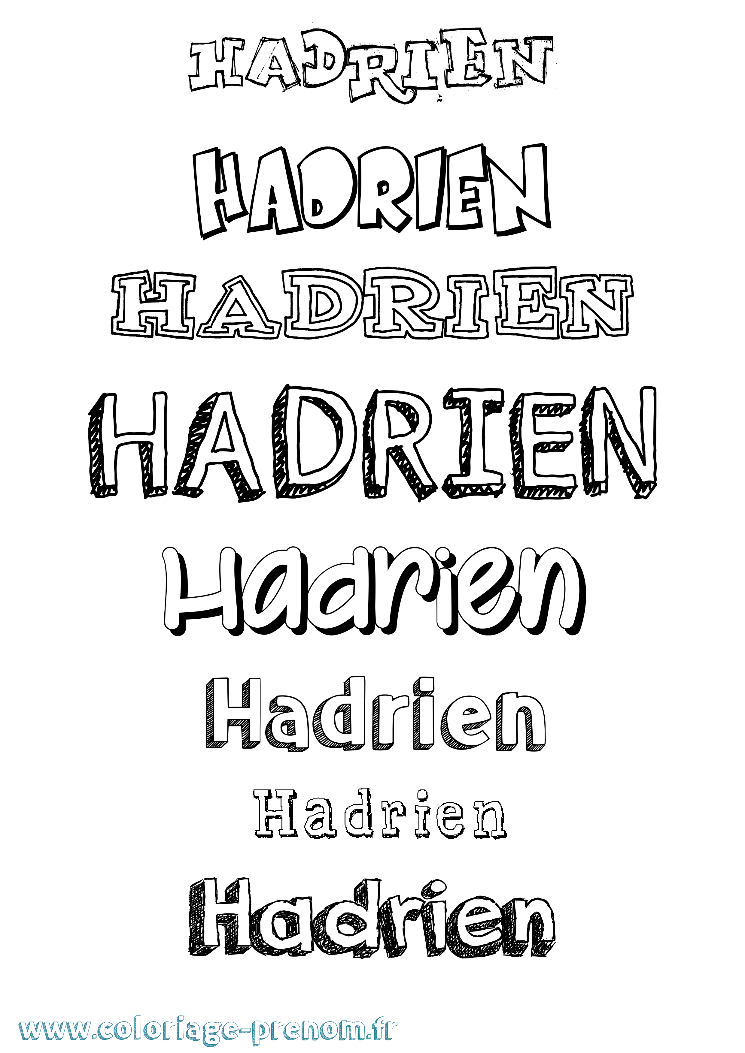 Coloriage Hadrien Dessiné Coloriage prénom Hadrien Dessiné