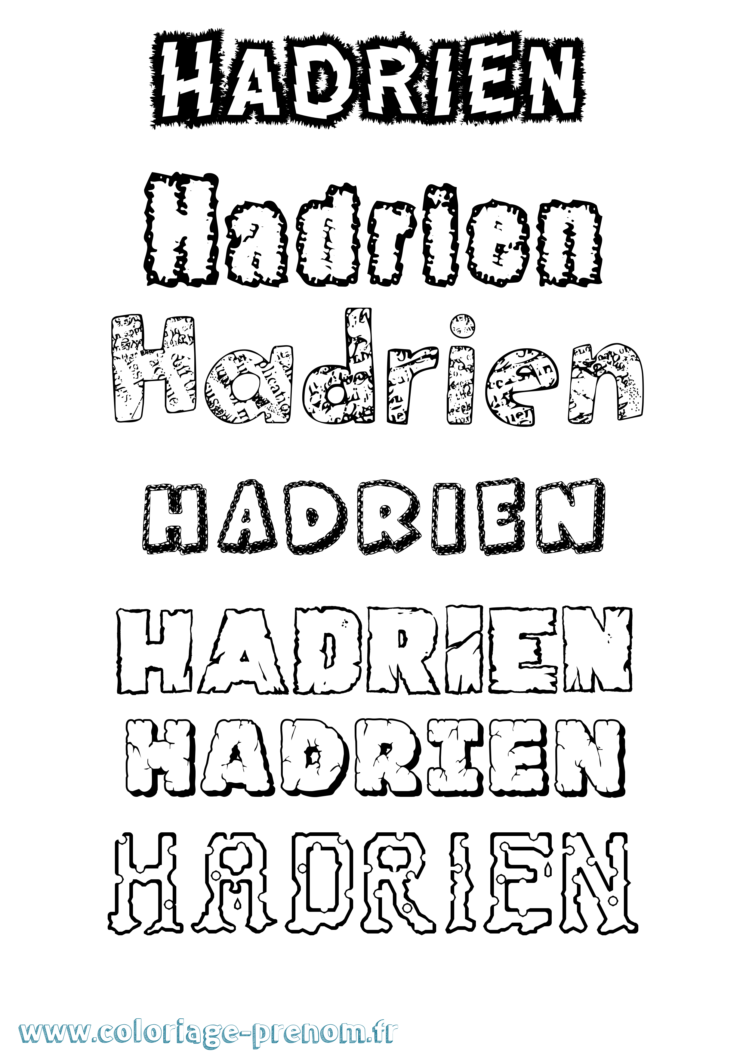 Coloriage Hadrien Destructuré Coloriage prénom Hadrien Destructuré