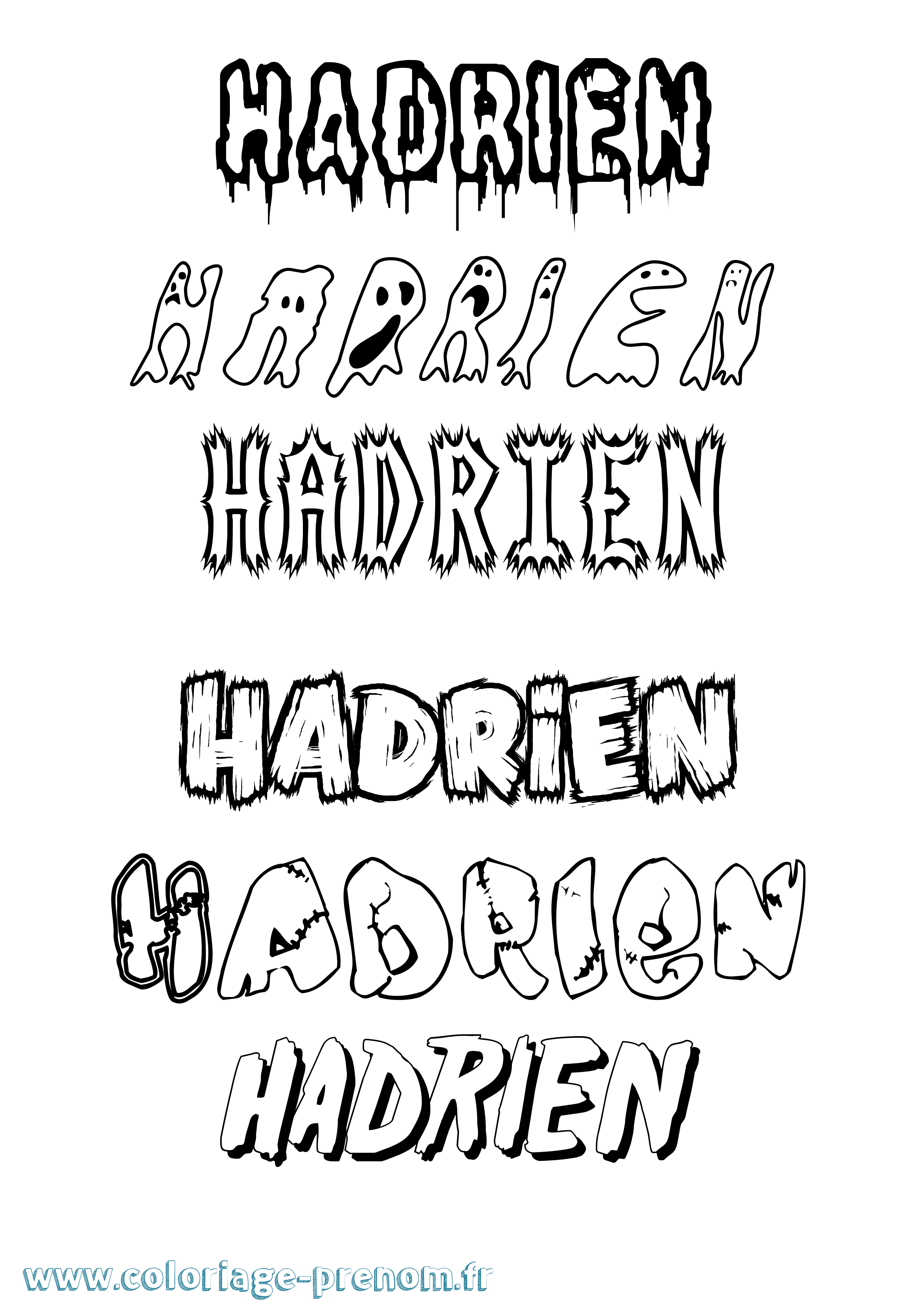 Coloriage prénom Hadrien Frisson