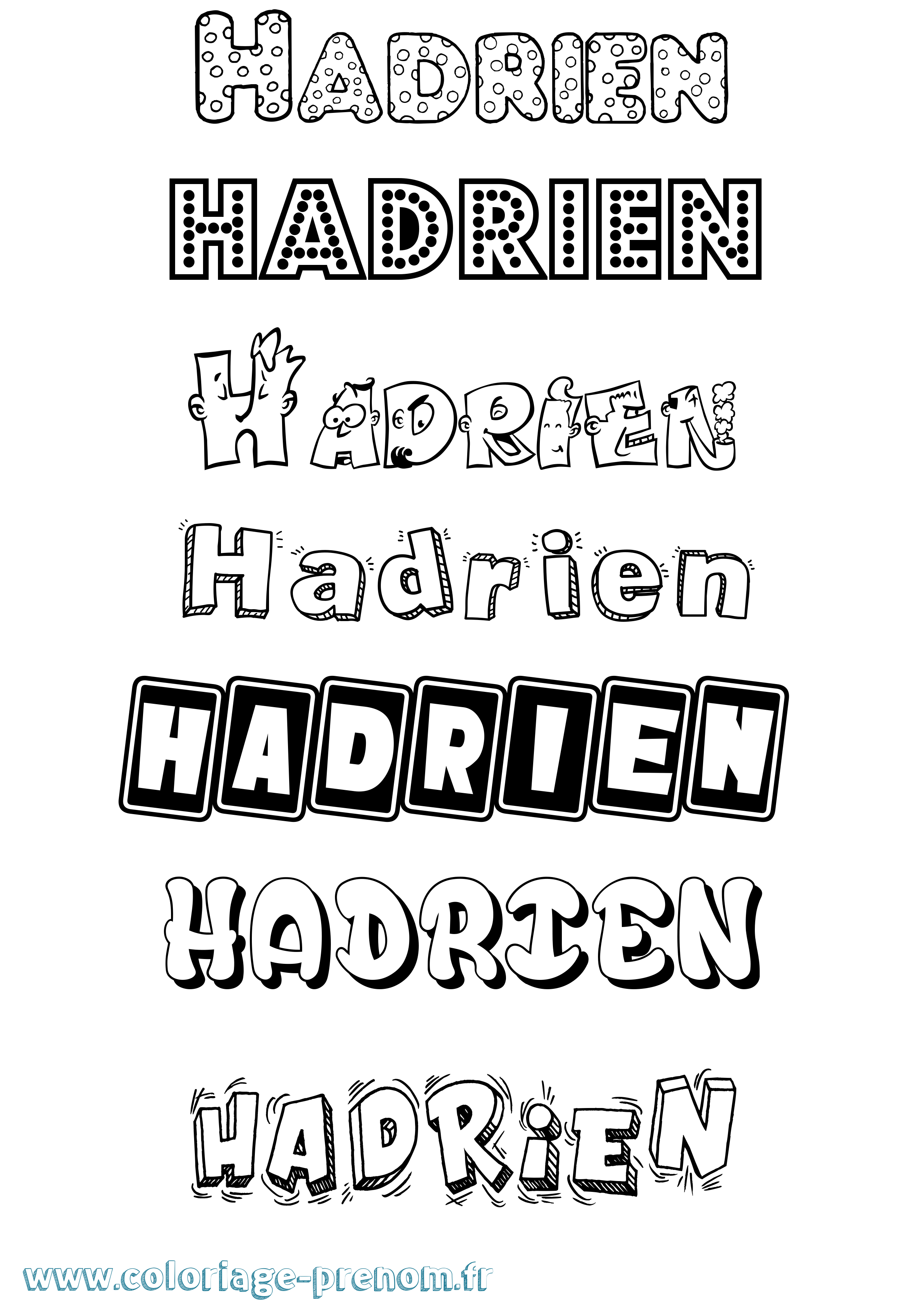 Coloriage Hadrien Fun Coloriage prénom Hadrien Fun