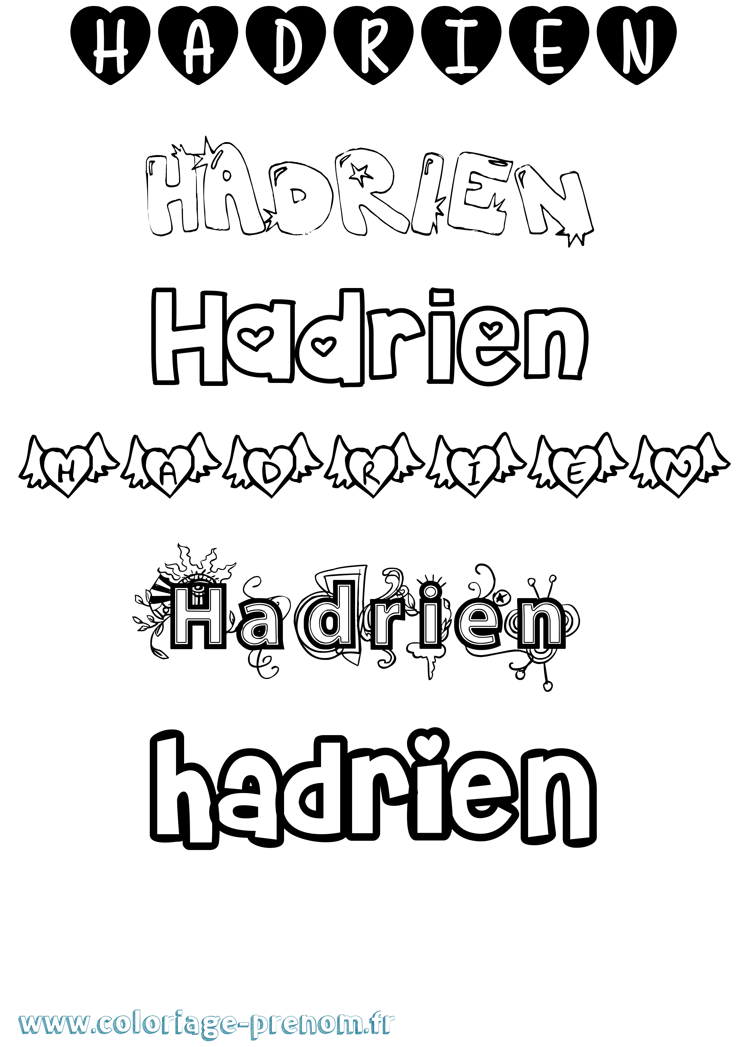 Coloriage Hadrien Girly Coloriage prénom Hadrien Girly
