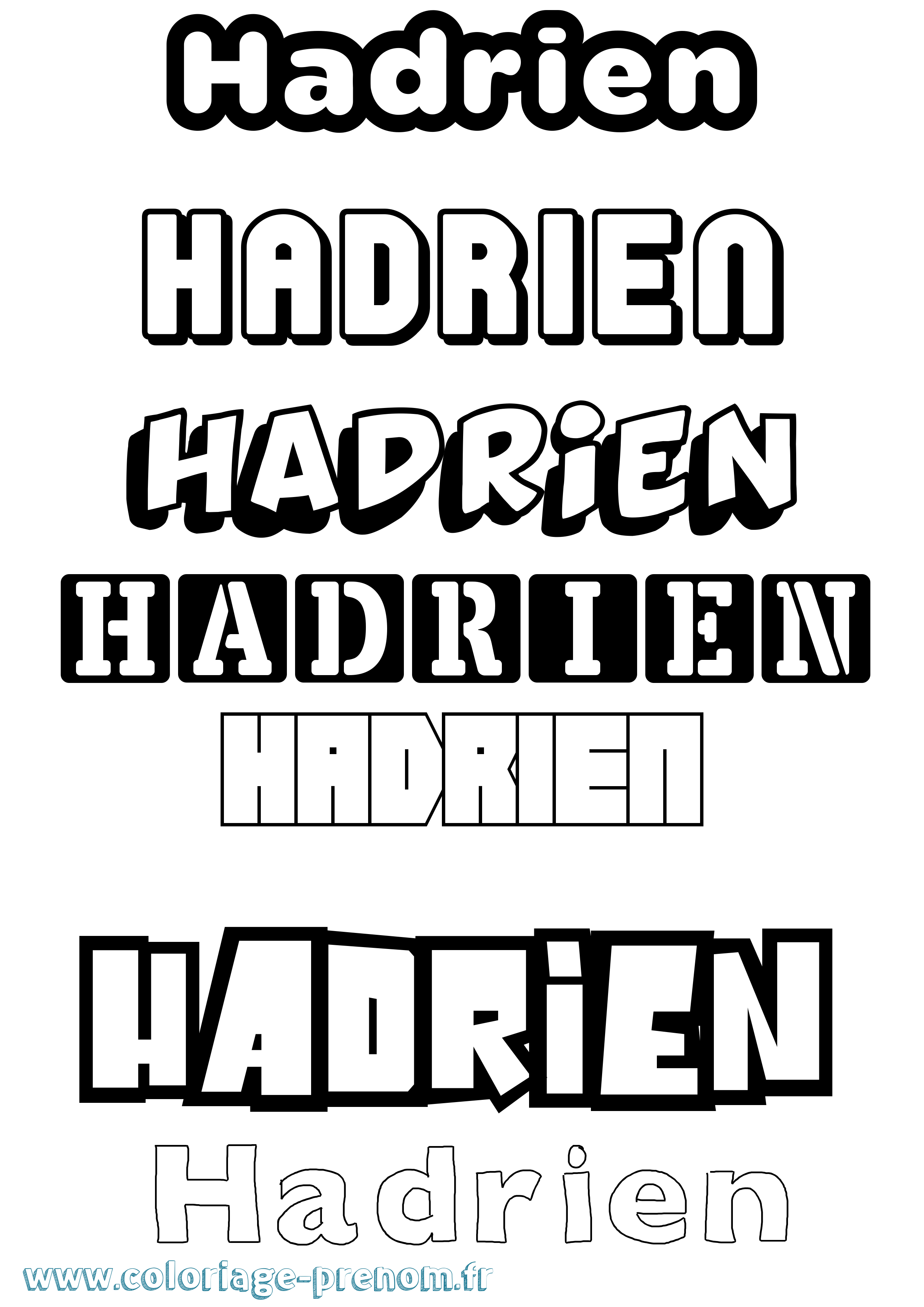 Coloriage prénom Hadrien Simple