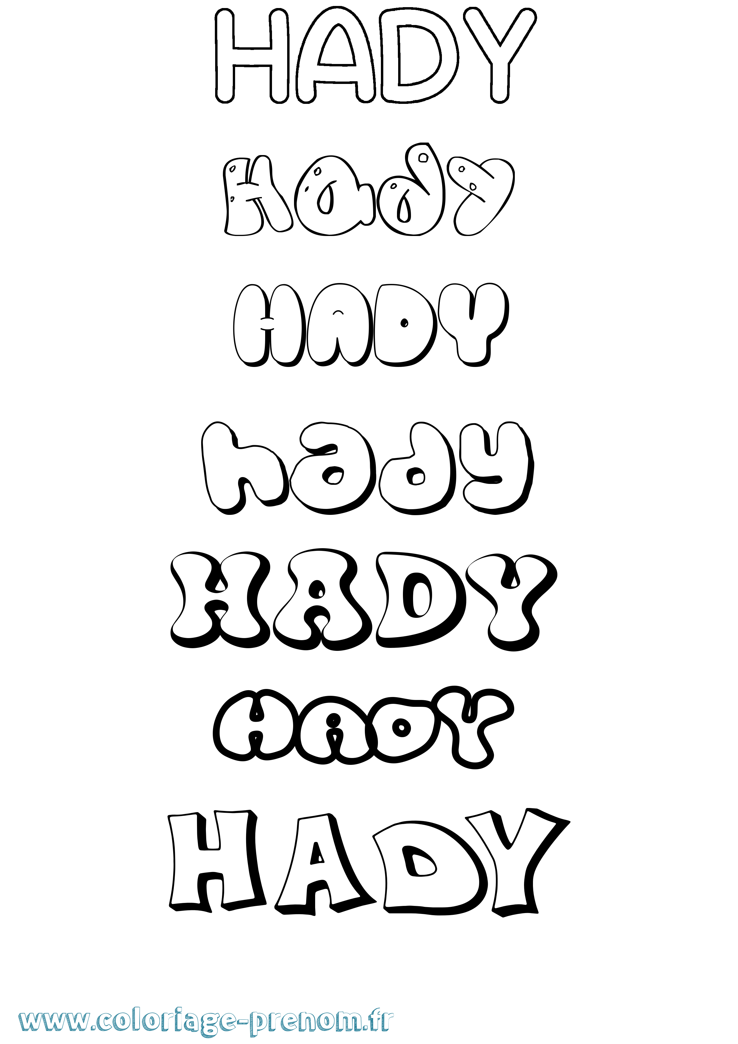 Coloriage Hady Bubble Coloriage prénom Hady Bubble