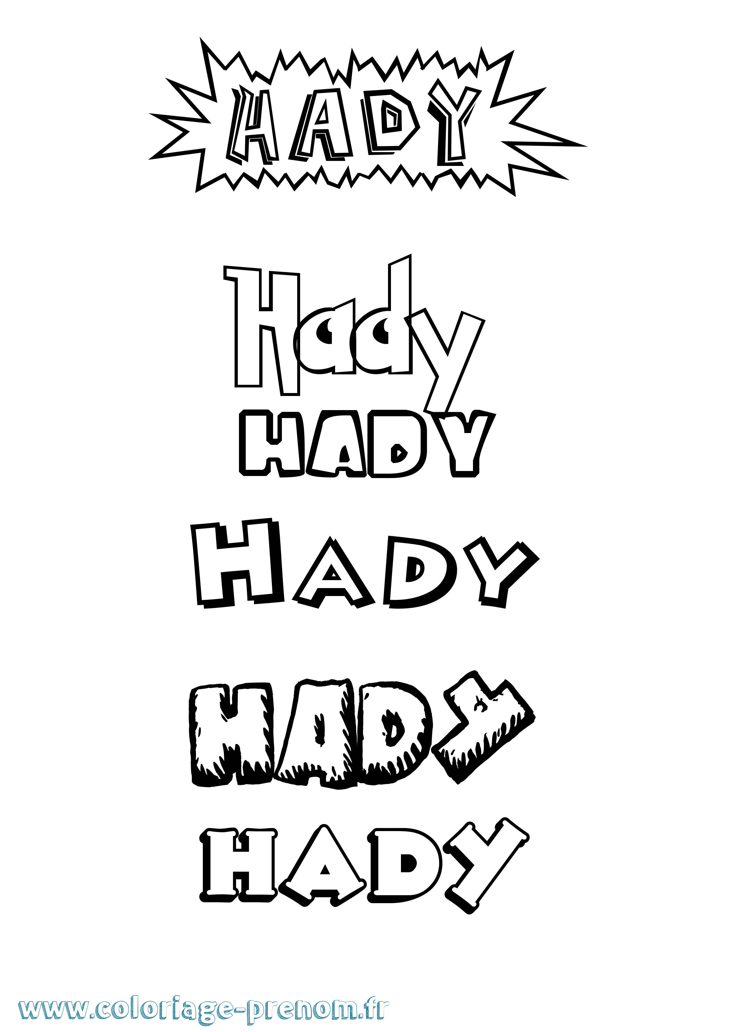 Coloriage Hady Dessin Animé Coloriage prénom Hady Dessin Animé